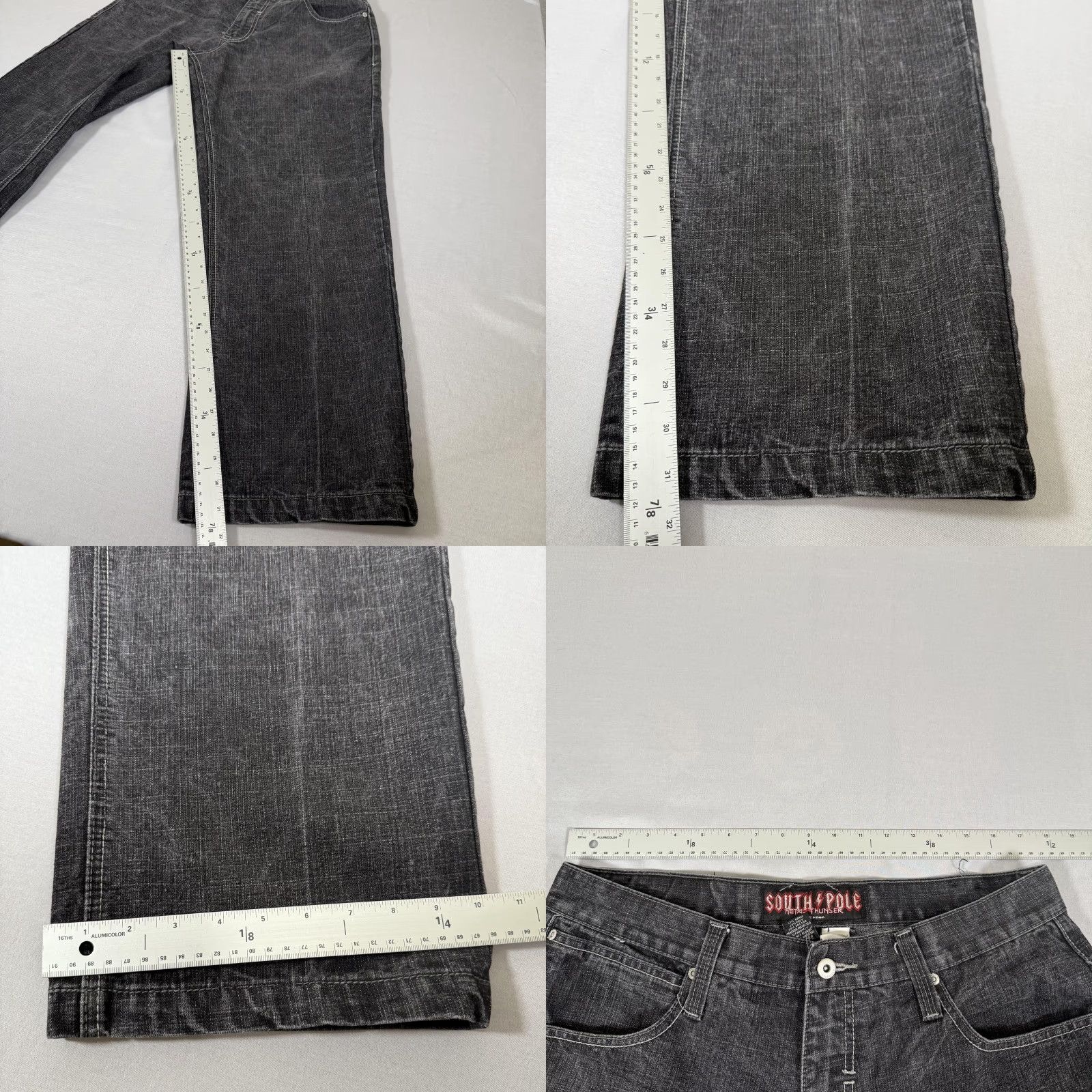 Southpole VINTAGE Southpole Metal Thunder Jeans Men 36x32 Denim Black Charcoal Wash Relaxed Straight Pockets Embroidered Logo Rock Theme 90s Mens Size US 36 / EU 52 - 8 Thumbnail