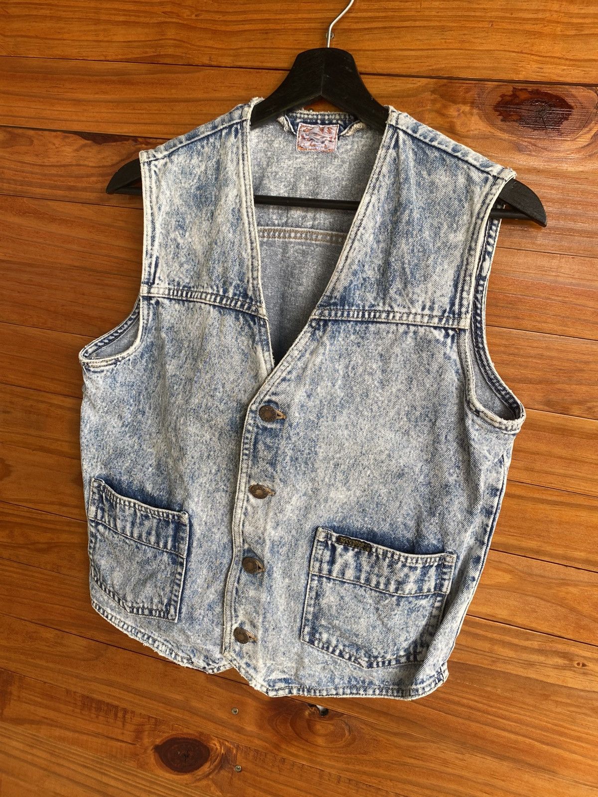 Vintage Vintage Sanjeo Acid Wash Denim Vest Light Blue 80s USA Style Size US S / EU 44-46 / 1 - 4 Thumbnail