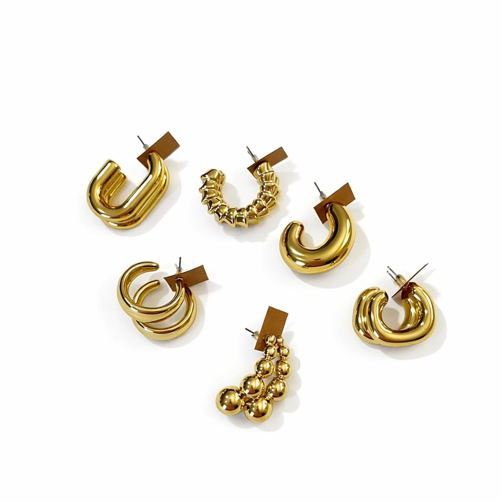 Other Chic Gold-Tone Textured Fashion Hoop Earrings Set of 6 Size ONE SIZE - 1 Thumbnail