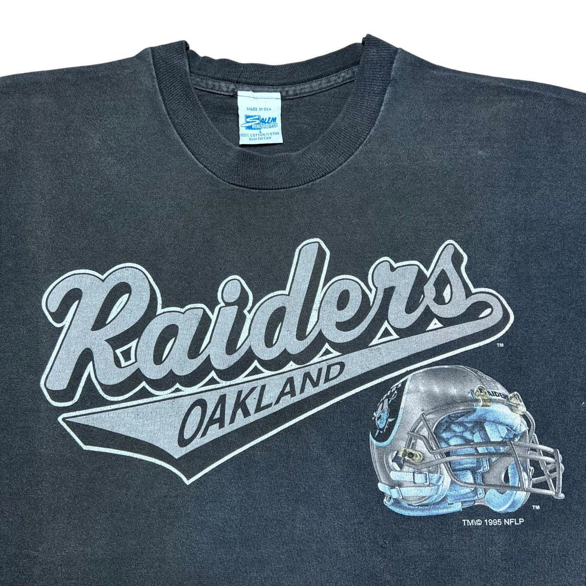 NFL × Salem Sportswear × Vintage Vtg 1995 NFL Oakland Raiders Spell Out Salem Sportswear Tee Size US L / EU 52-54 / 3 - 3 Thumbnail