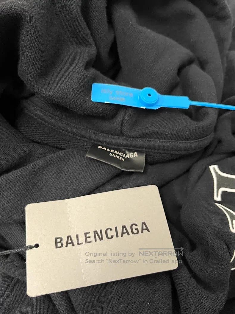 Balenciaga Balenciaga Letter Logo Patchwork Hem Hooded Sweatshirt Size US L / EU 52-54 / 3 - 5 Thumbnail