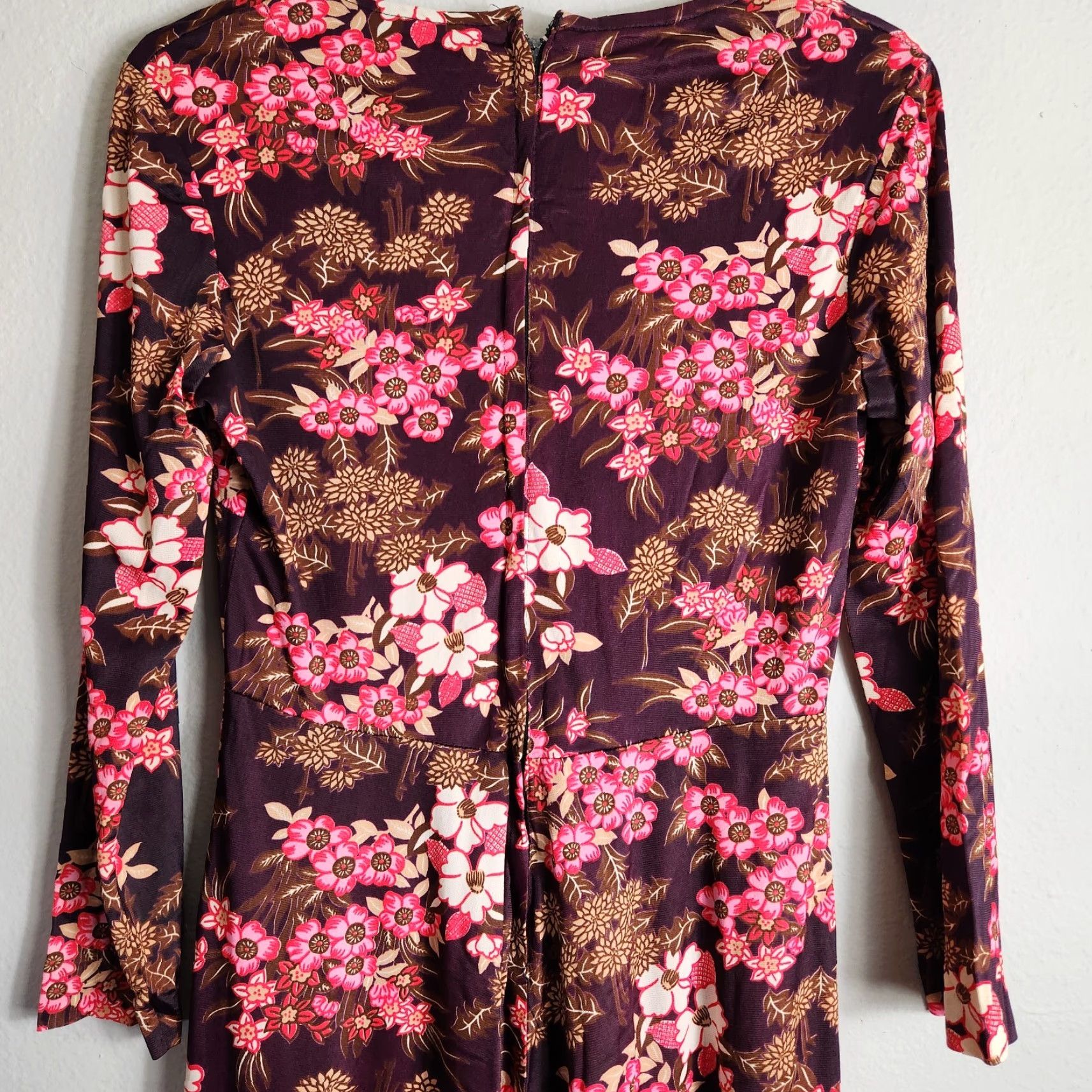 Vintage VINTAGE Handmade Womens 70s Plum Floral Maxi Dress 3/4 Sleeve Size M Purple Bohemian Day Dress Womens Size M / US 6-8 / IT 42-44 - 8 Thumbnail