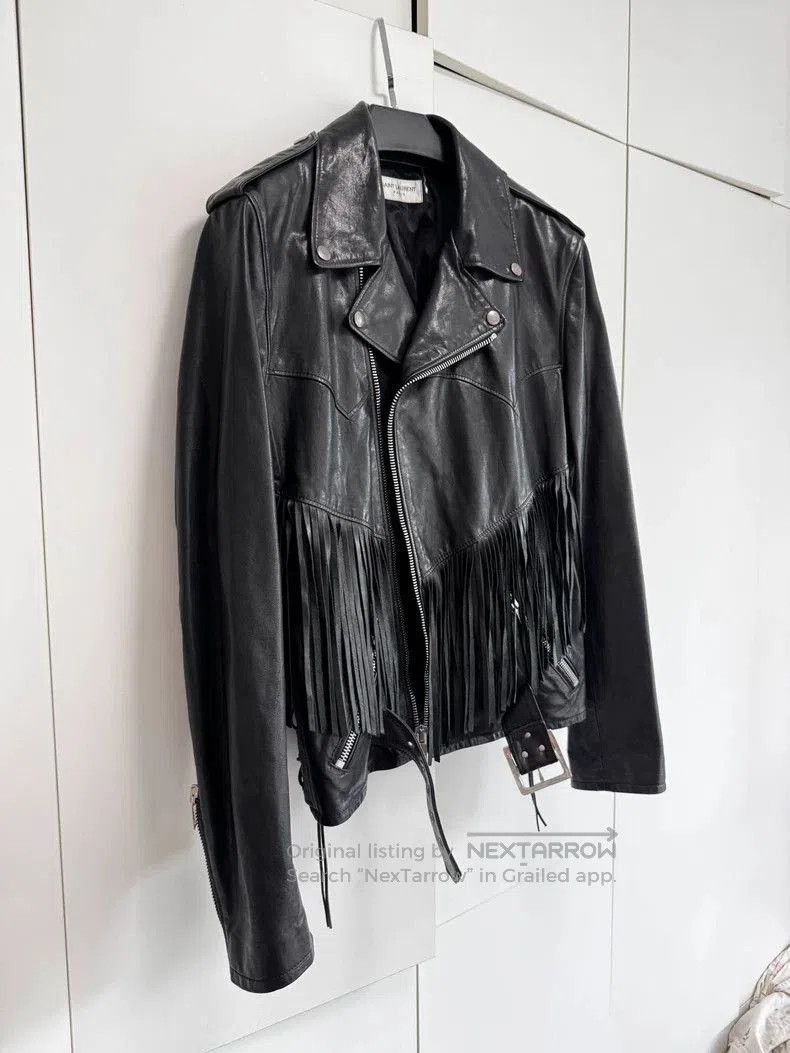 Saint Laurent Paris Saint Laurent Fringe Leather Biker Jacket. Size US L / EU 52-54 / 3 - 4 Thumbnail