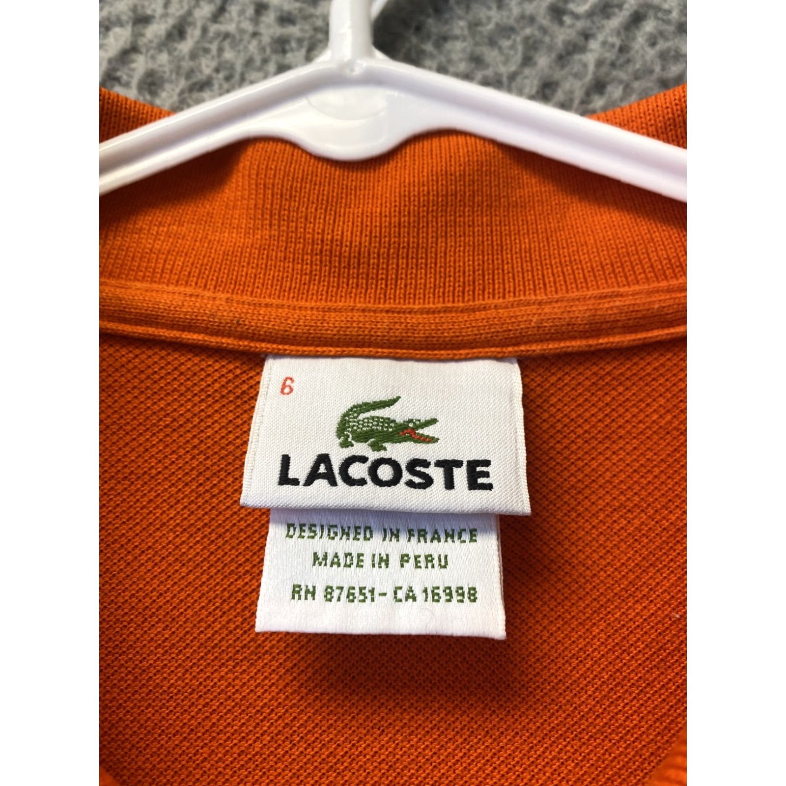 Lacoste LACOSTE Polo Shirt Orange Adult XL 6 Short Sleeve Logo Gator Classic Men’s 108-43 Size US XL / EU 56 / 4 - 4 Thumbnail