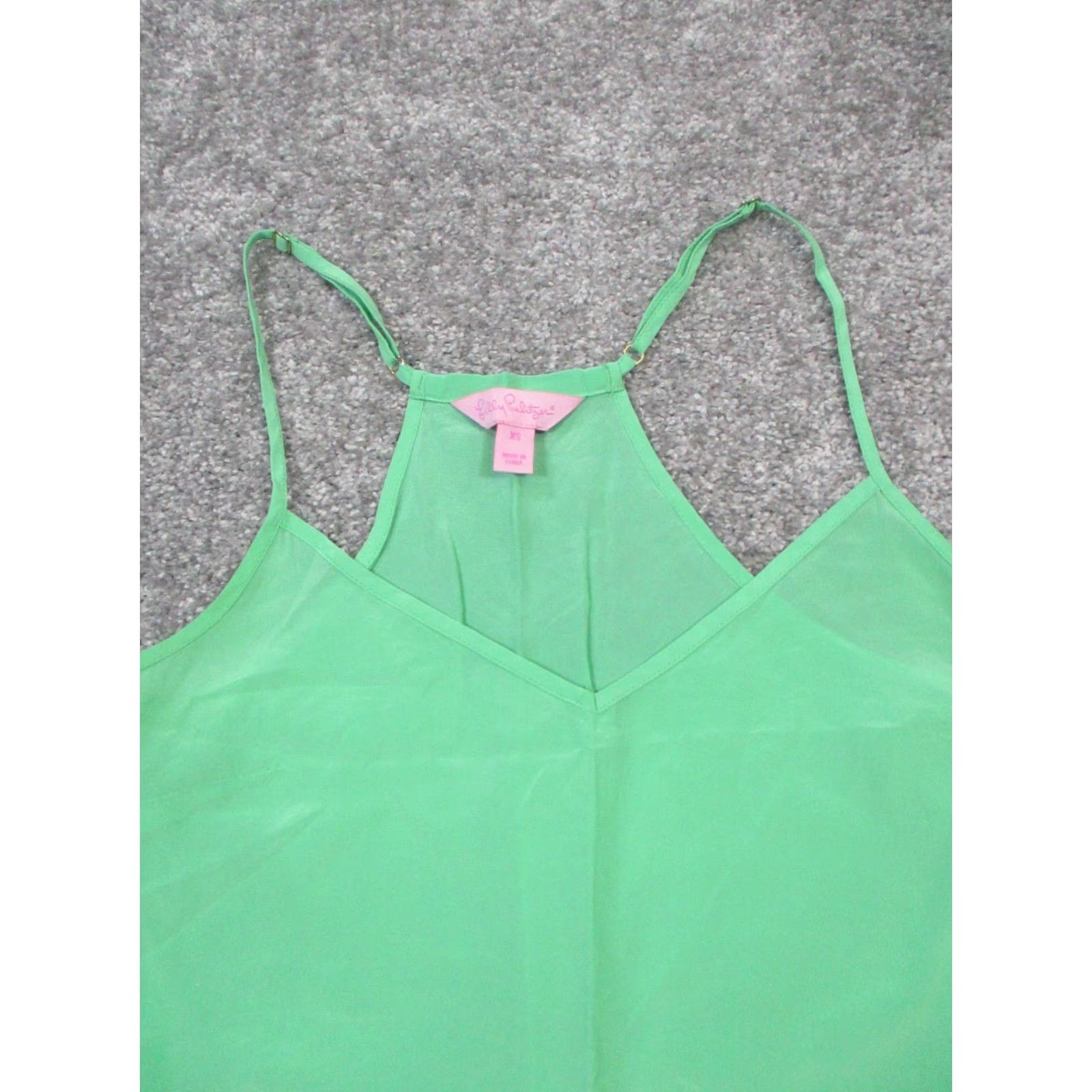 Lilly Pulitzer VINTAGE Lilly Pulitzer Tank Top Womens XS Green Silk Size XS / US 0-2 / IT 36-38 - 2 Thumbnail