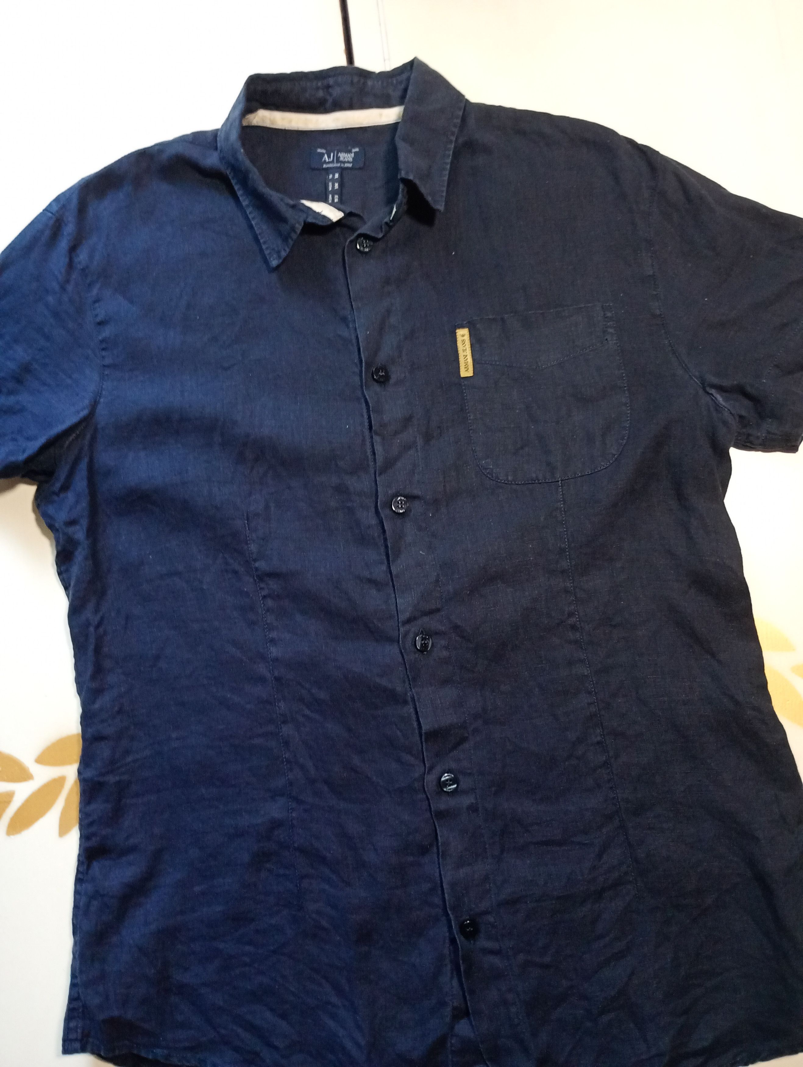 Armani Armani Jeans Linen Shirt Size US XL / EU 56 / 4 - 5 Thumbnail