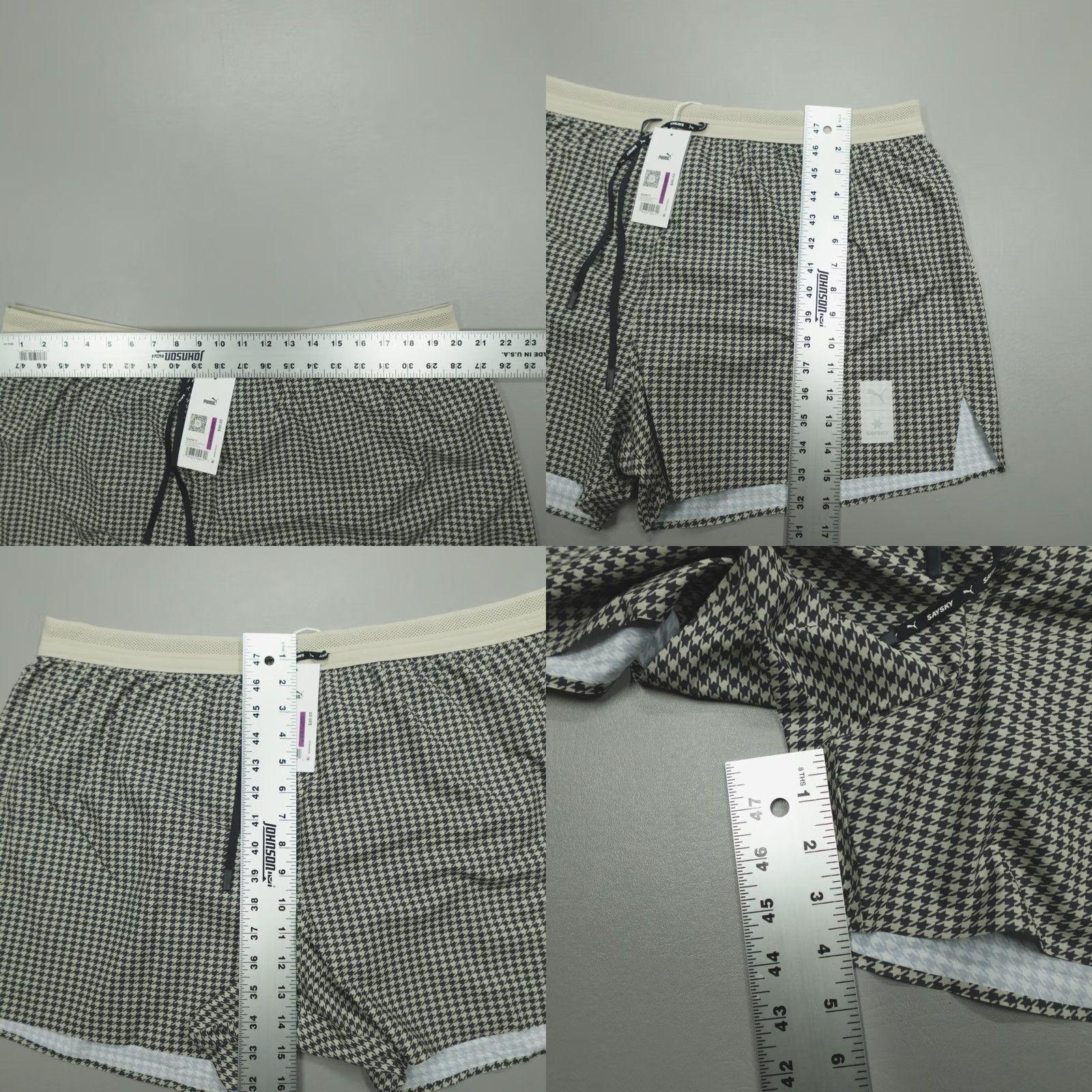 Puma PUMA X SAYSKY Running Lined Shorts Men's 2XL Houndstooth Print Multicolor athletic Moisture Wicking Drawstring Pockets Reflective 526958 71 Size US 39 - 8 Thumbnail