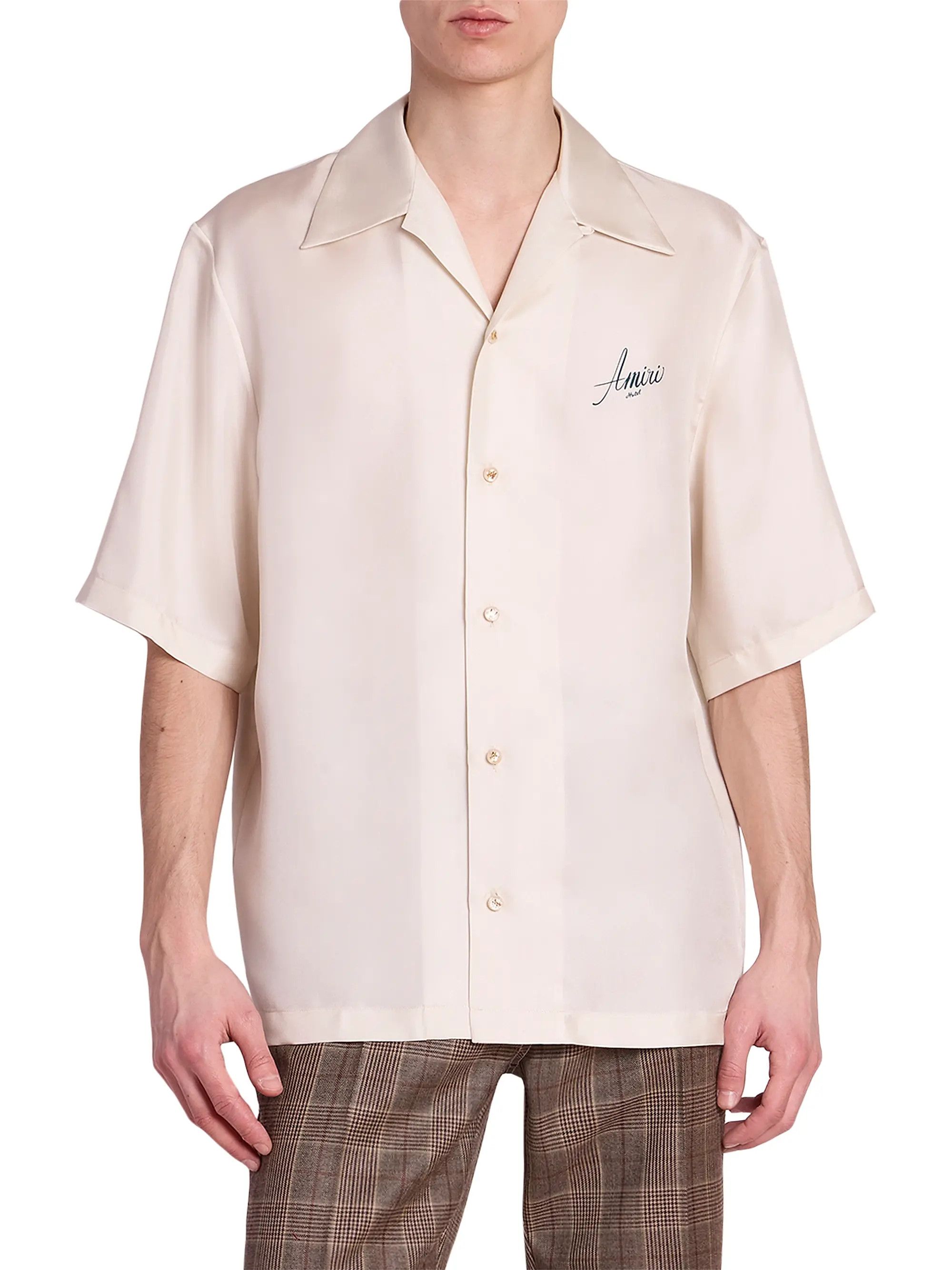 Amiri os11x1225 Hotel Silk Bowling Shirtin Alabaster Size US L / EU 52-54 / 3 - 5 Thumbnail