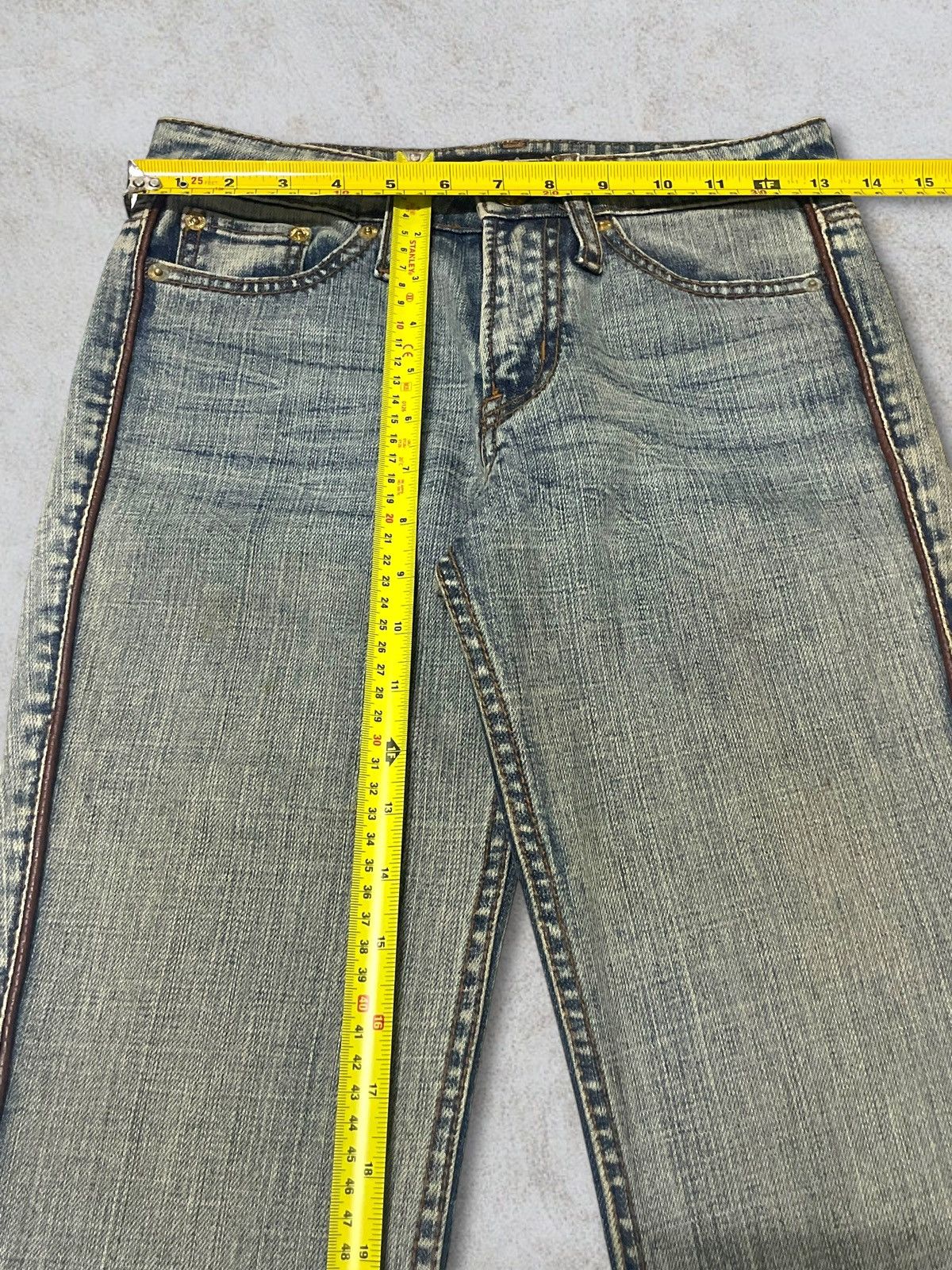 Nude Bad Girl Nuve Fade Wash Wax And Leather Style Flare Jeans Size 26" / US 2 / IT 38 - 17 Thumbnail