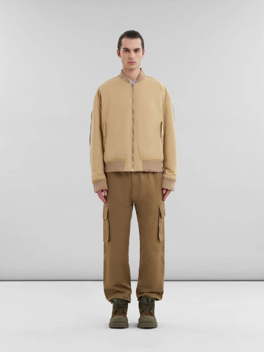 Marni o1w1db10625 Twill Bomber Jacket in Beige Size US S / EU 44-46 / 1 - 2 Thumbnail