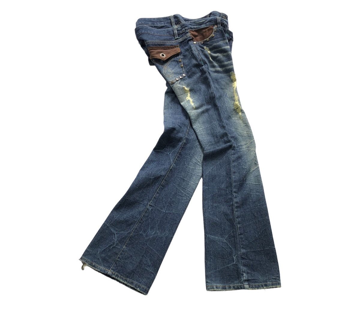 20471120 Double Waist Claw mark Flare Distressed Denim Pant Size US 29 - 4 Thumbnail