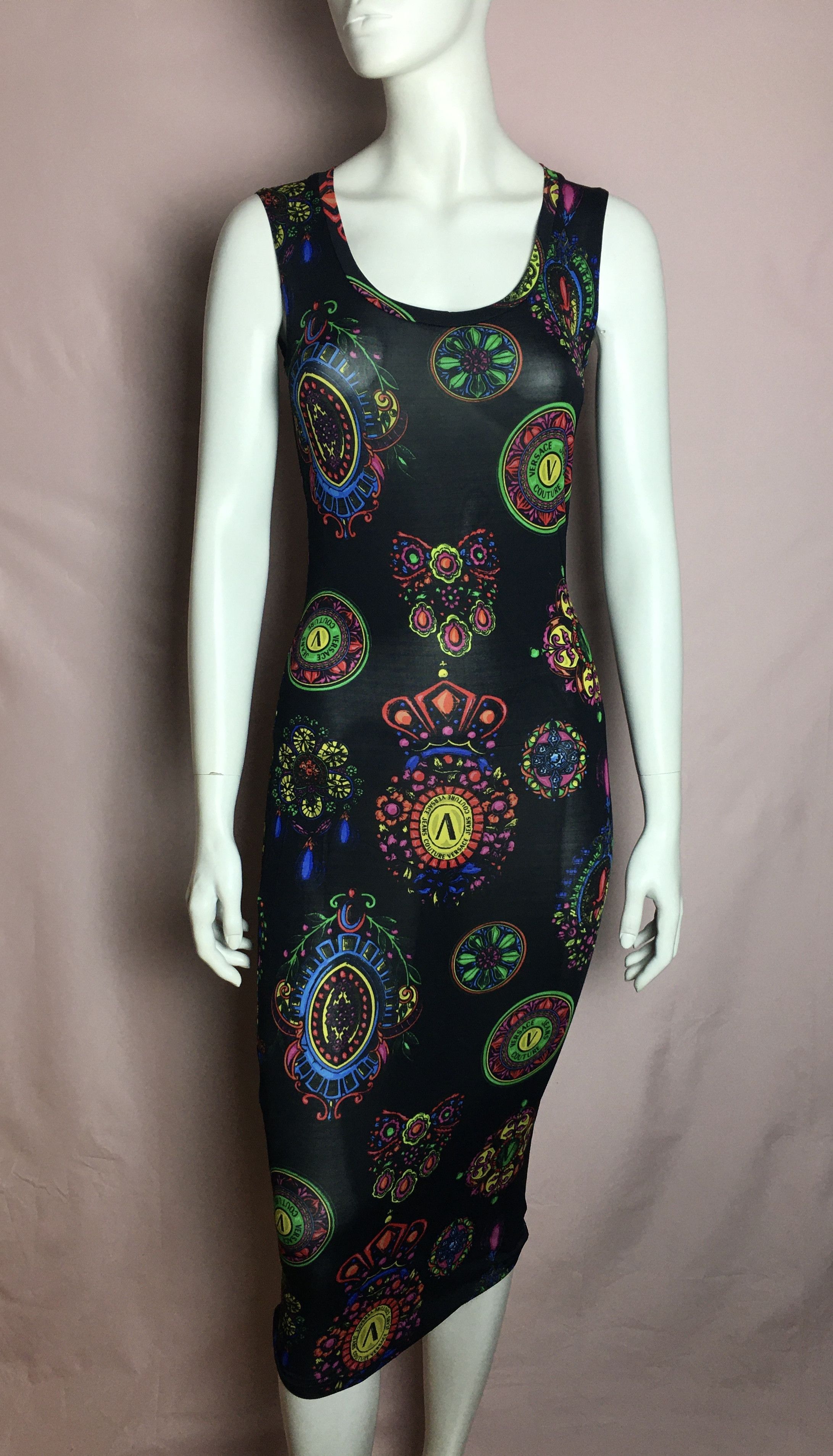 Versace Jeans Couture Versace Jeans Couture Logo Print Dress Size L / US 10 / IT 46 - 1 Thumbnail