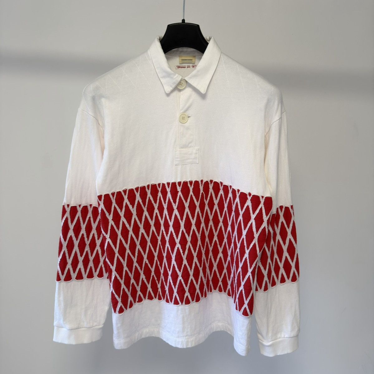 Stefan Cooke White/Red Cotton ‘Slashed’ Rugby Shirt Size US M / EU 48-50 / 2 - 17 Thumbnail