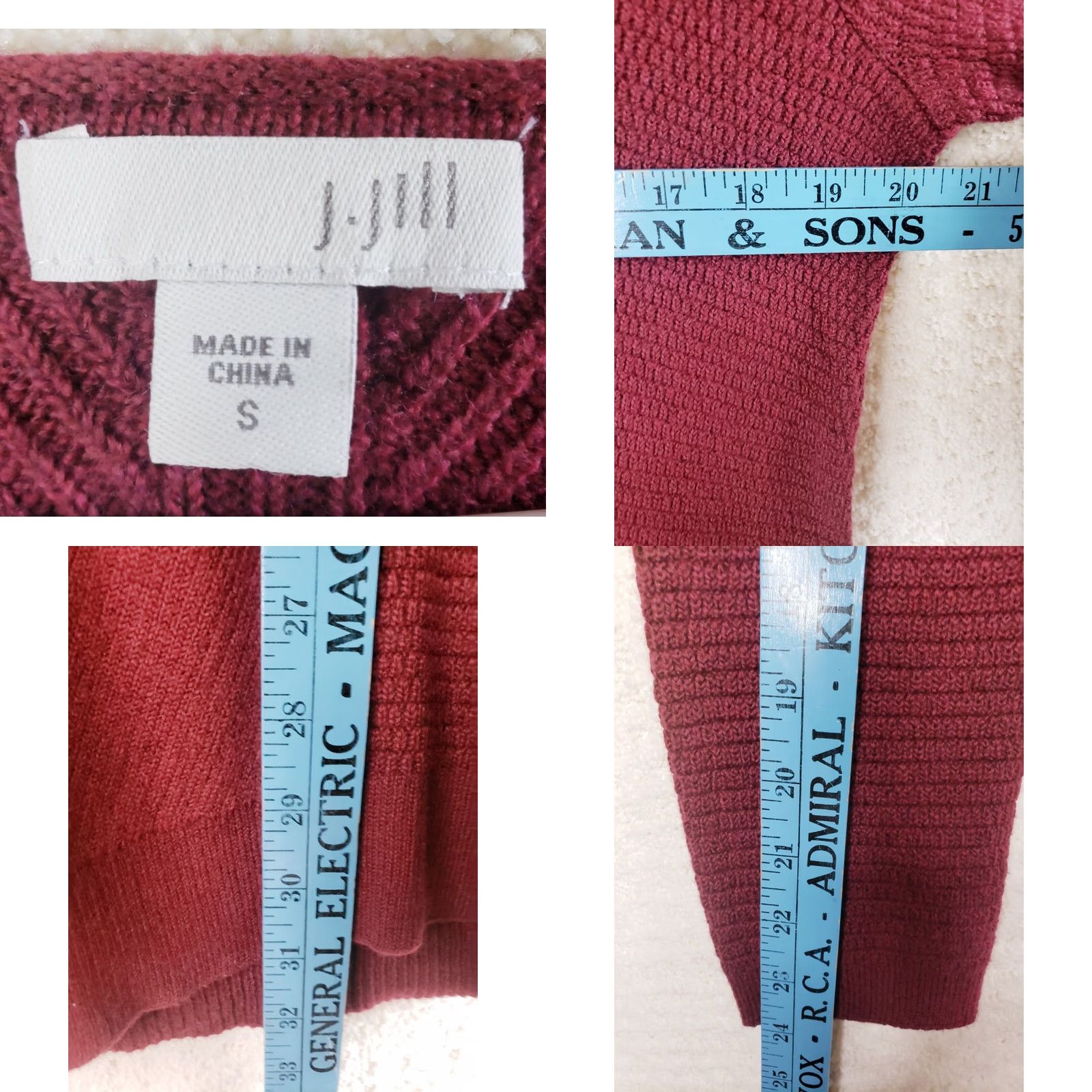 J. Jill J. Jill Women's Cardigan Sweater Tunic Length Burgundy V-Neck Long Sleeve Small XS? Size S / US 4 / IT 40 - 8 Thumbnail