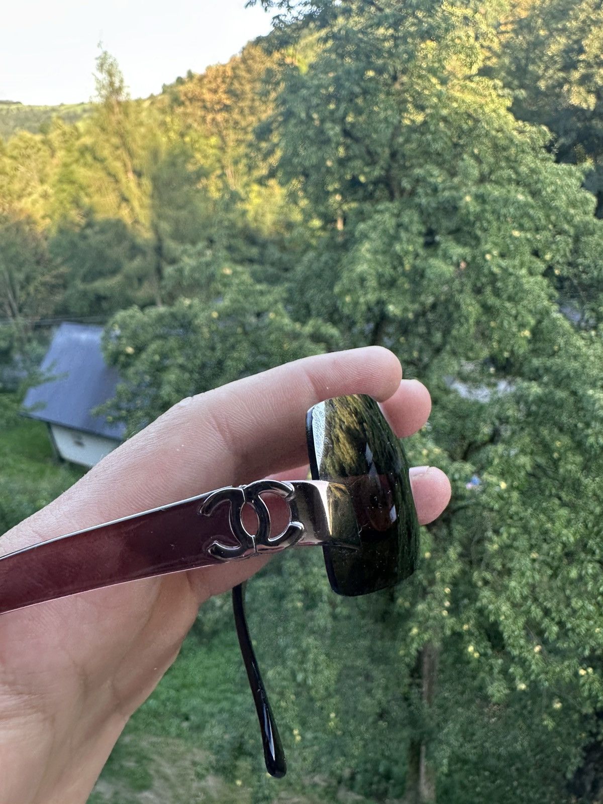 Chanel CHANEL Sunglasses Rimless Rhinestone Shields CC Logo 4048 Size ONE SIZE - 19 Thumbnail