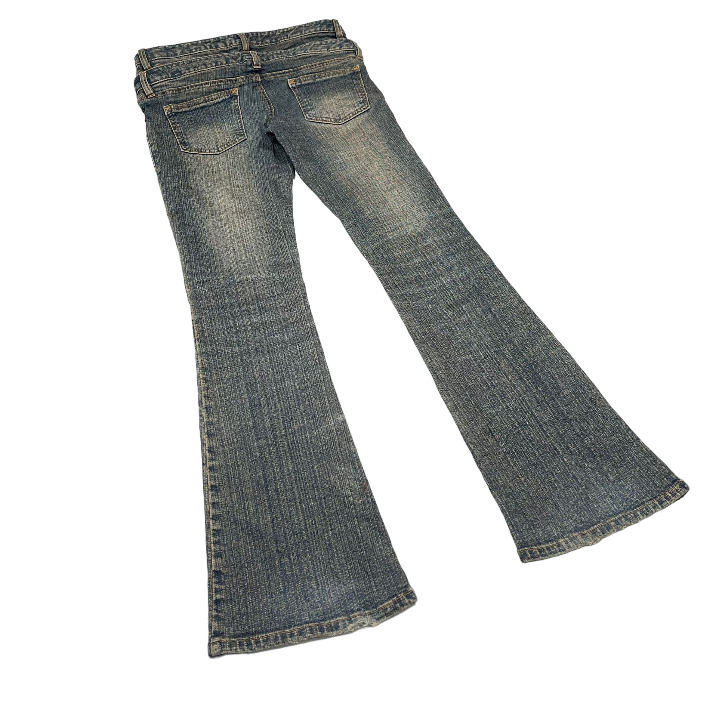 If Six Was Nine × KMRii × Tornado Mart Flare Double Waist Washed Punk Sick Denim Jeans Size US 29 - 5 Thumbnail