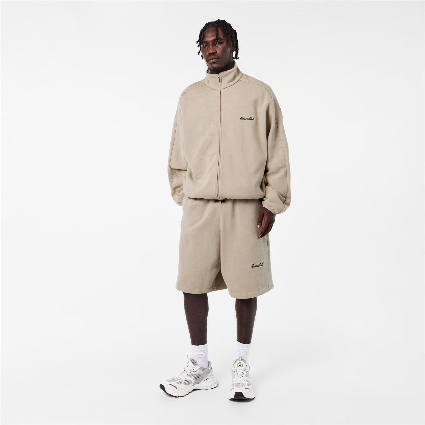 Fear of God o1g2r1mq0426 Fleece Relaxed Fit Zip Tracksuit Jacket Beige Size US L / EU 52-54 / 3 - 4 Thumbnail