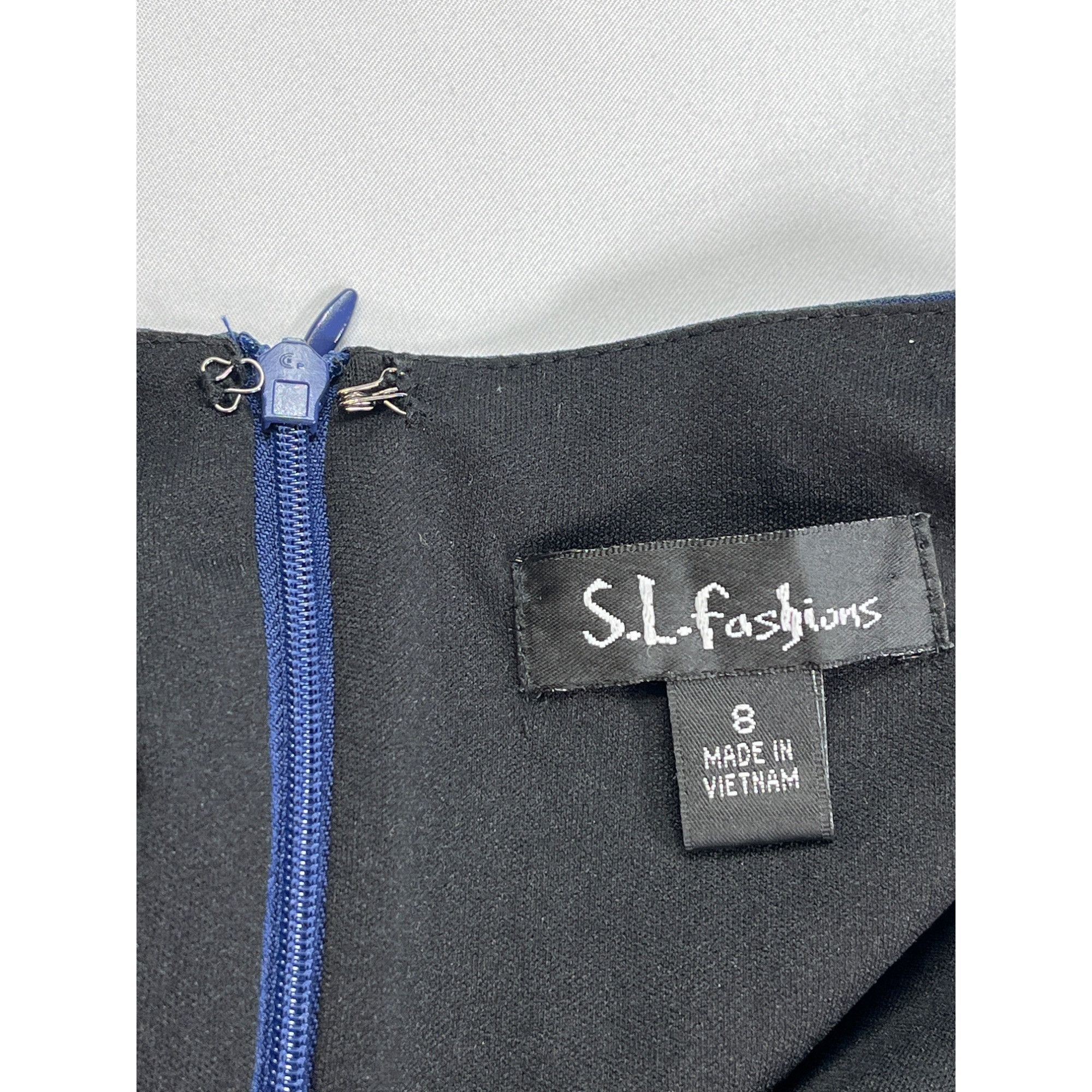 Designer S.L. Fashions SKU 7581 Womens Blue and Black Colorblock Dres Size M / US 6-8 / IT 42-44 - 15 Thumbnail