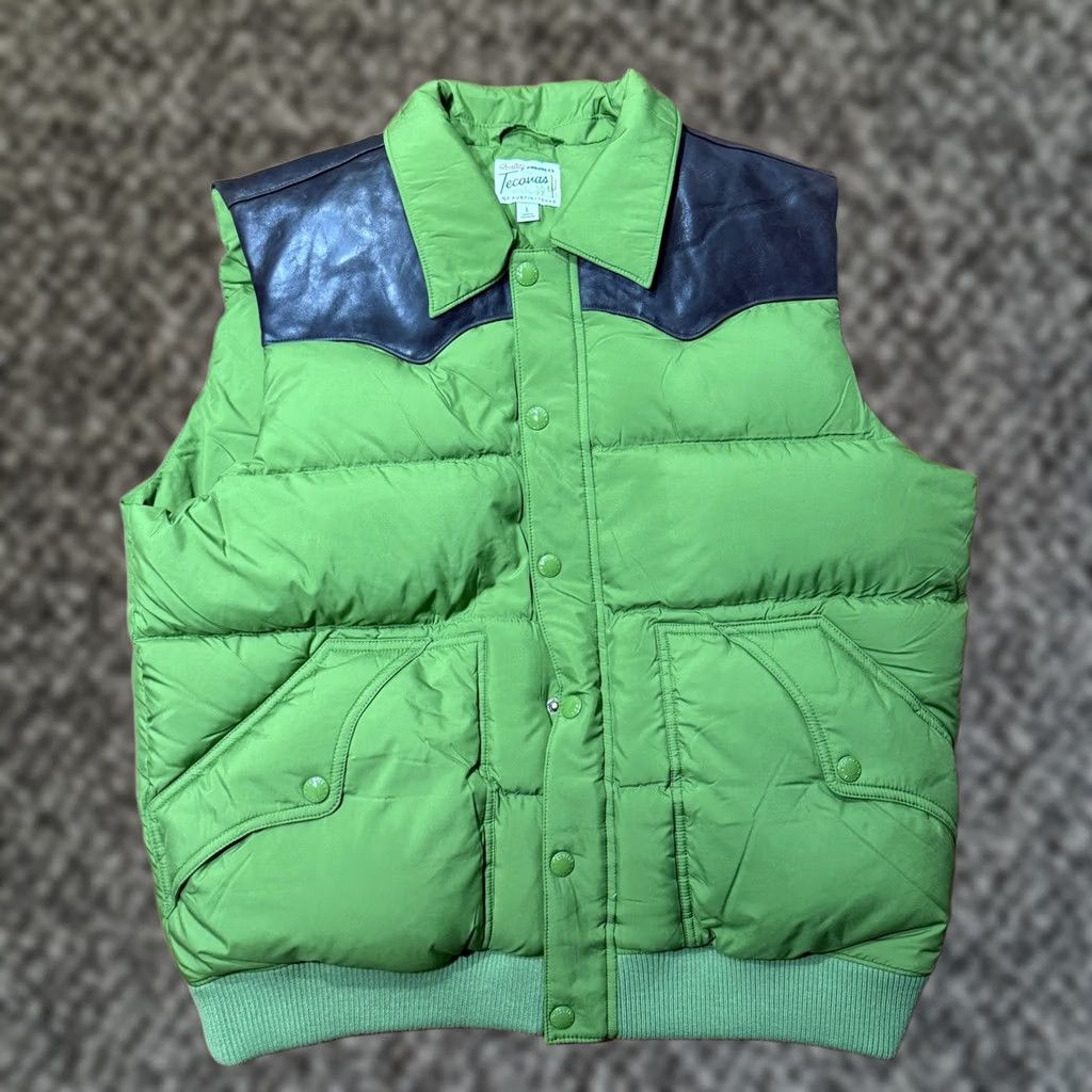 Tecovas Tecovas Coat Mens L Green Puffer vest Western Leather Down Zip Sleeveless Austin Size US L / EU 52-54 / 3 - 1 Thumbnail