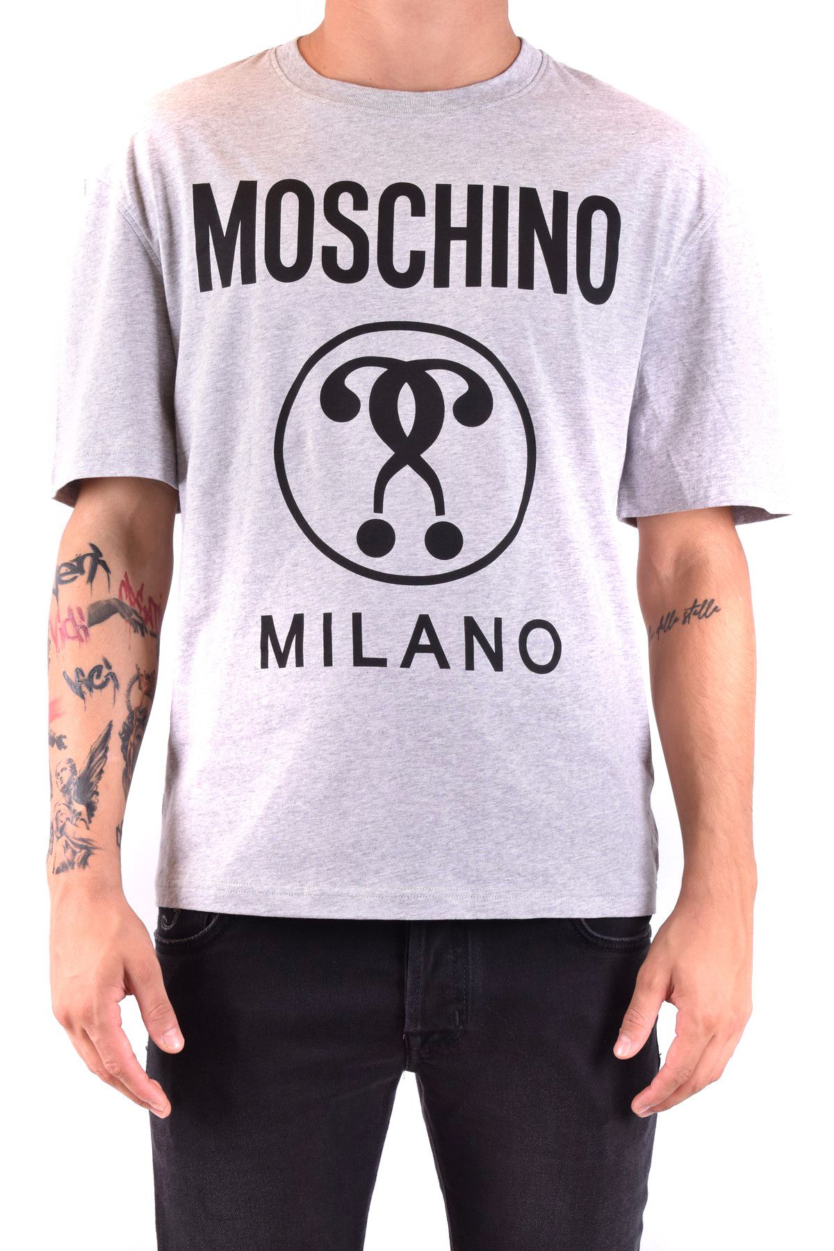 Moschino o1y0225 Logo T-Shirt in Light Grey Size US XXS / EU 40 - 1 Thumbnail