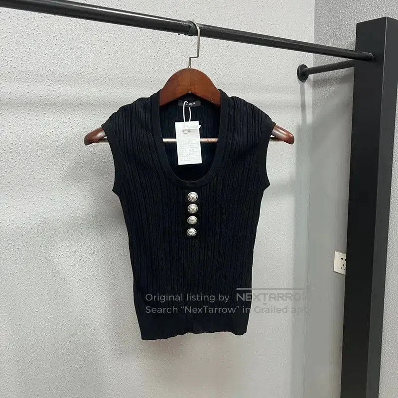 Balmain Balmain Black Cotton Women's T-Shirt . Size L / US 10 / IT 46 - 1 Thumbnail