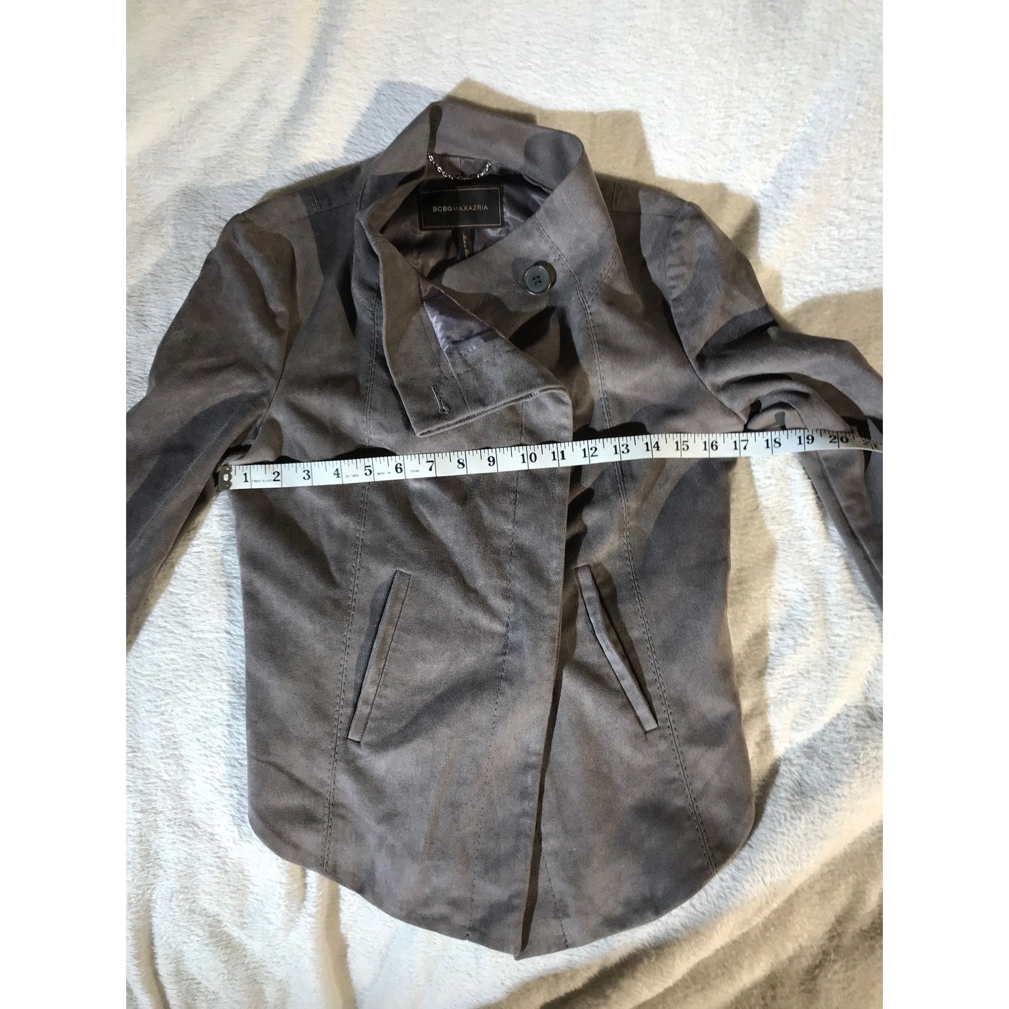 Vintage BCBGMaxazira Women Gray Faux Suede Moto Jacket Size XS / US 0-2 / IT 36-38 - 5 Thumbnail