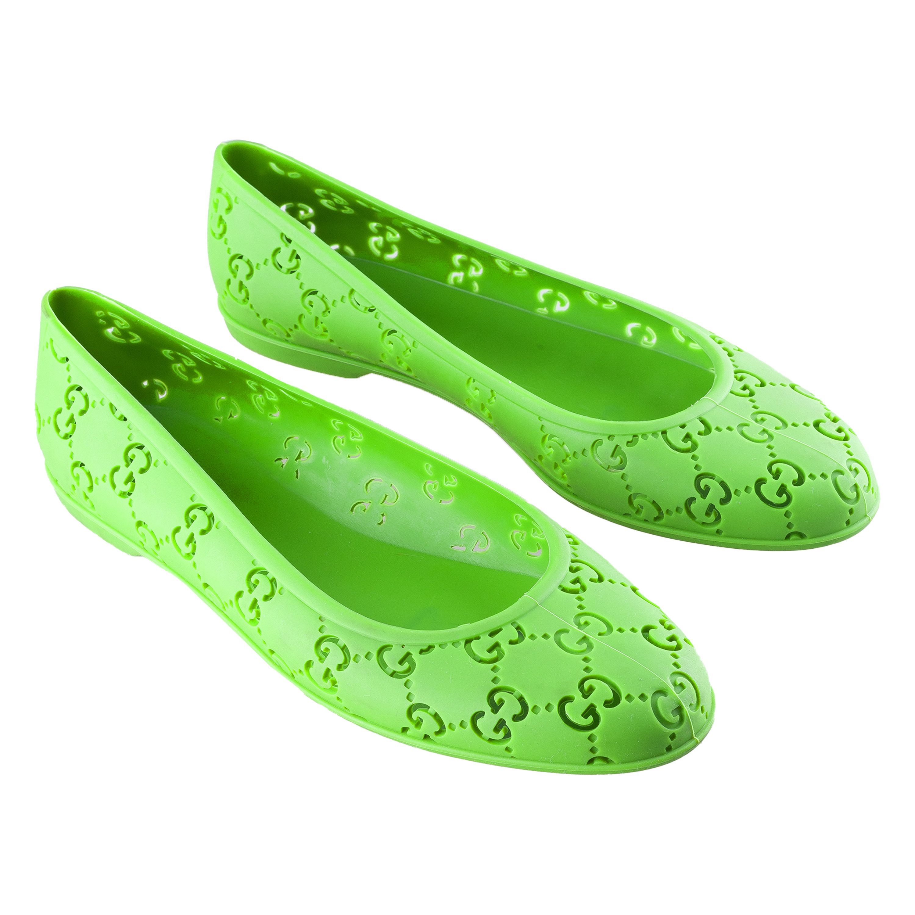 Gucci Vintage Gucci Monogram Green Ballerina Flats (38 EU) Size US 7 / IT 37 - 1 Thumbnail