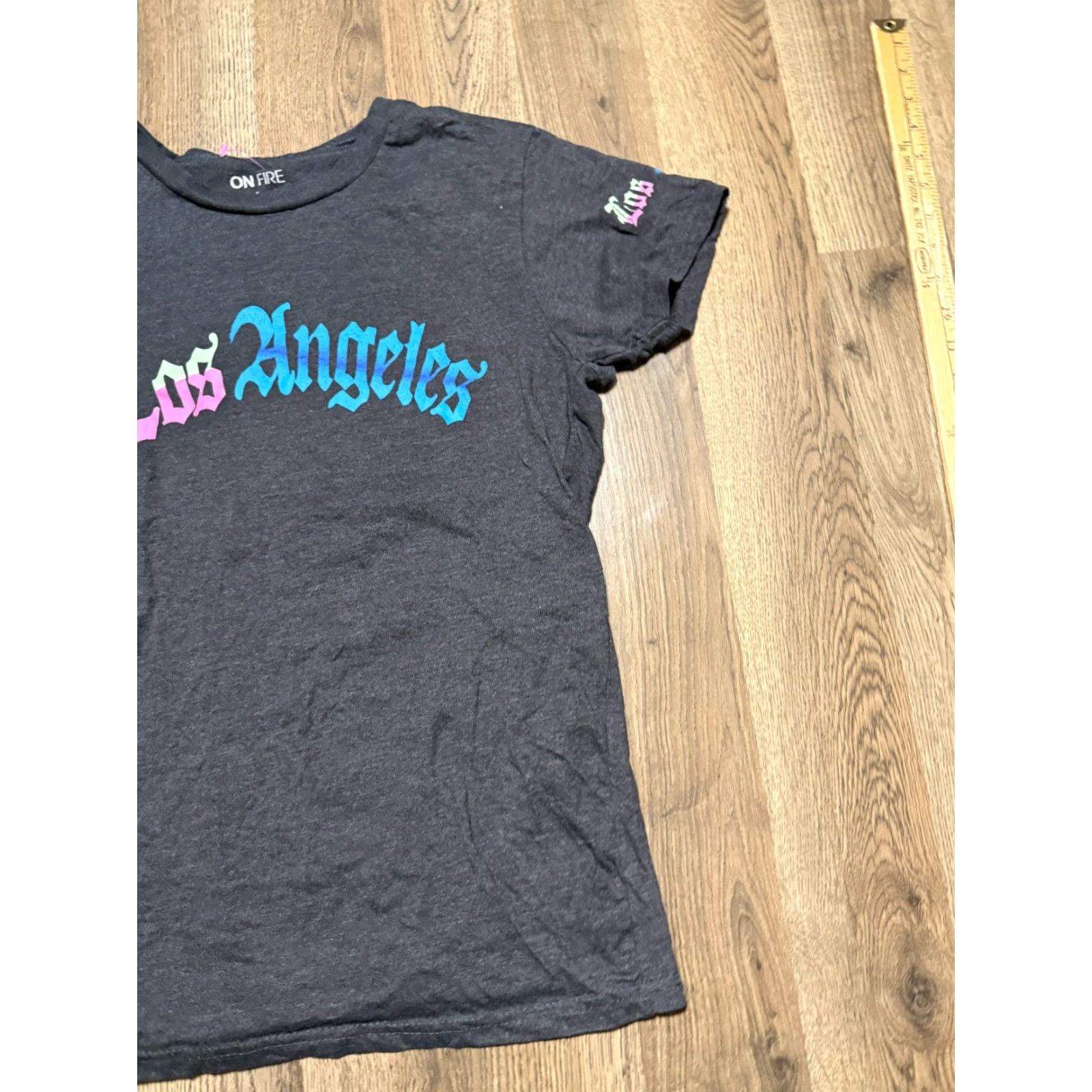 Vintage On Fire Shirt Women's Large Gray Los Angeles Graphic Print T-Shirt Size L / US 10 / IT 46 - 4 Thumbnail