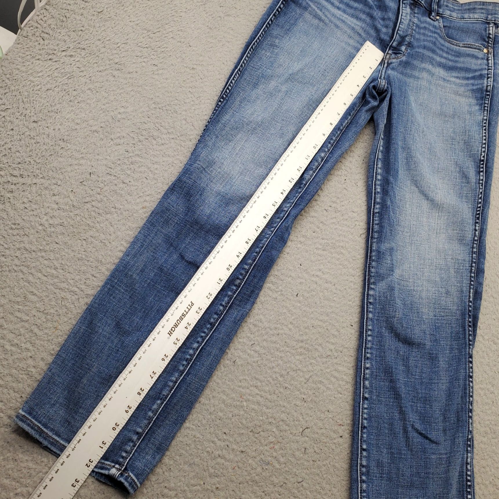 White House Black Market White House Black Market Jeans Womens Size 8 Blue Denim High Rise Whiskered Boho Straight Jeans Size 30" / US 8 / IT 44 - 4 Thumbnail
