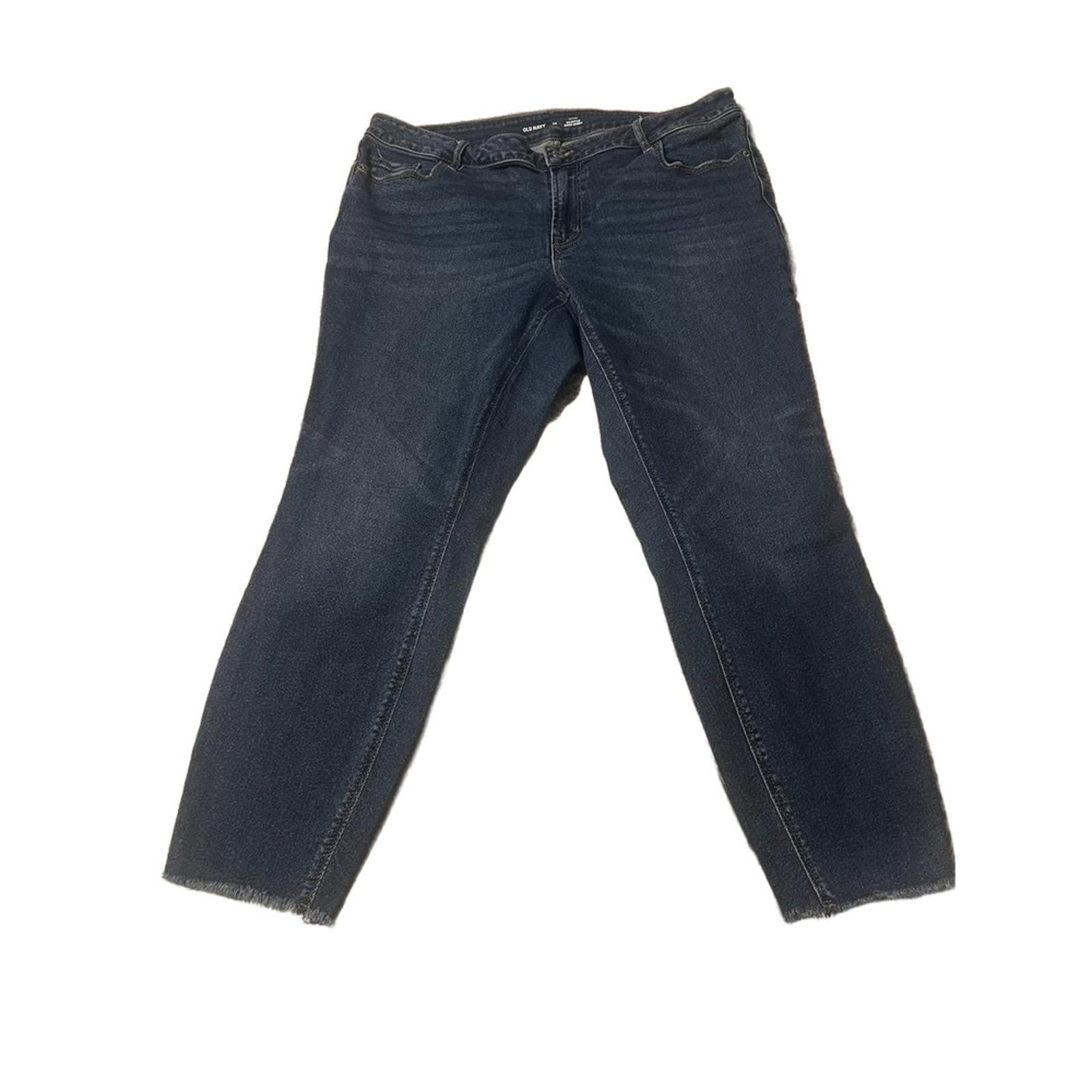 Old Navy Old Navy Jeans Mid-Rise Rockstar Super Skinny 20 Dark Blue Size 42" / US 20 - 2 Thumbnail