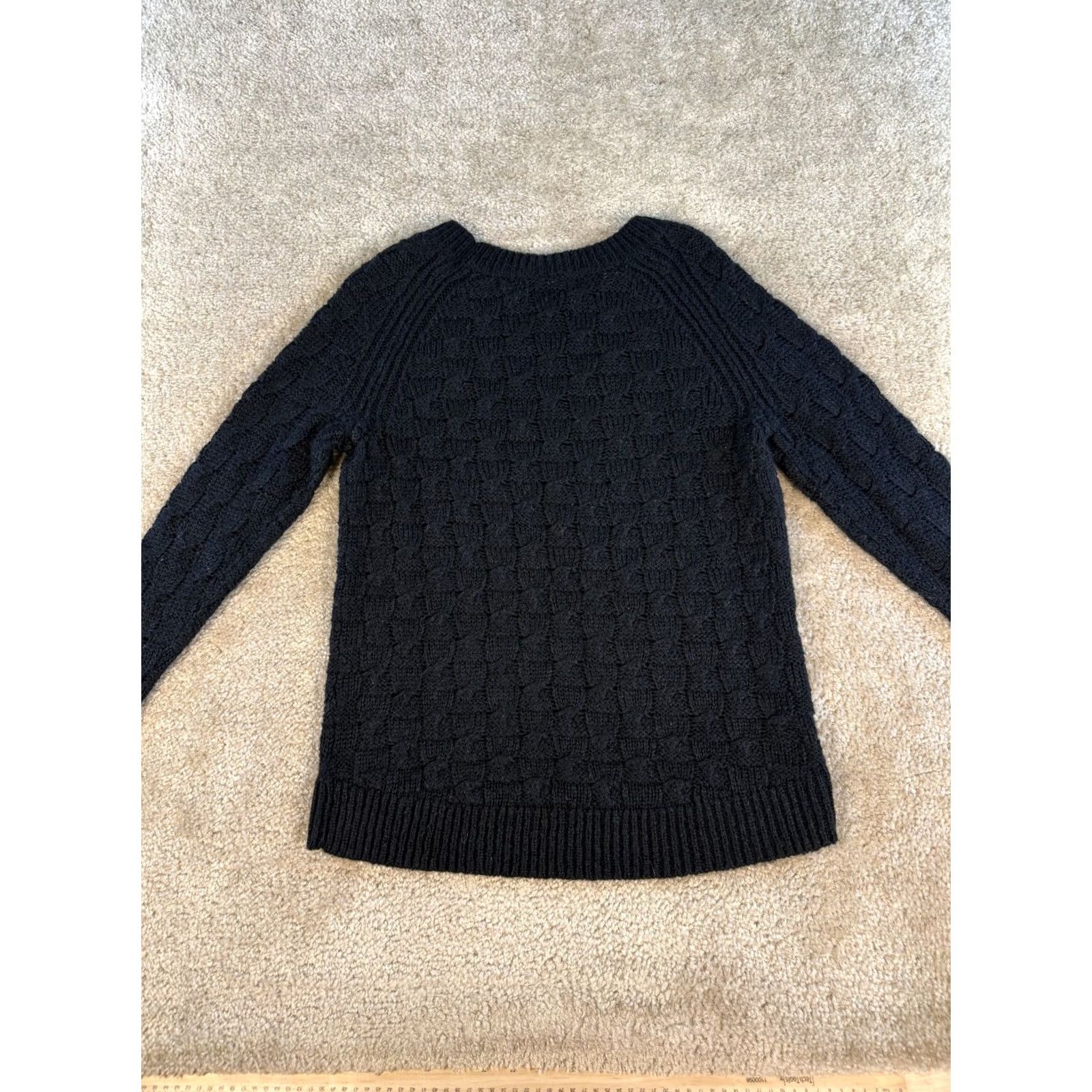 Ann Taylor Ann Taylor Womens Wool Blend Cable Knit Sweater Black Size Medium Boho F414 - Premium Size M / US 6-8 / IT 42-44 - 5 Thumbnail
