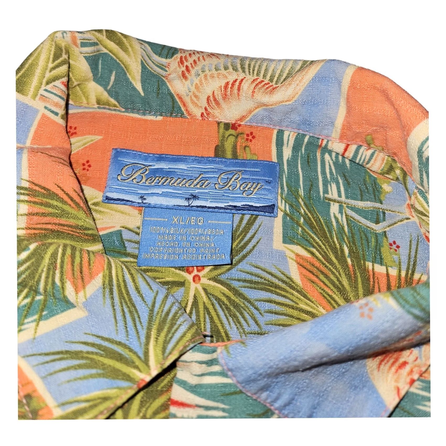 Vintage Bermuda Bay Silk Shirt Men's XL Short Sleeve Tropical Flamingos Vacation Size US XL / EU 56 / 4 - 2 Thumbnail