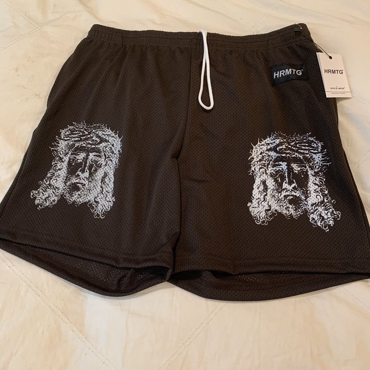 Image of Hrmtg X Jack B Wiese Jesus Mesh Shorts XL in Brown, Men's (Size 36)