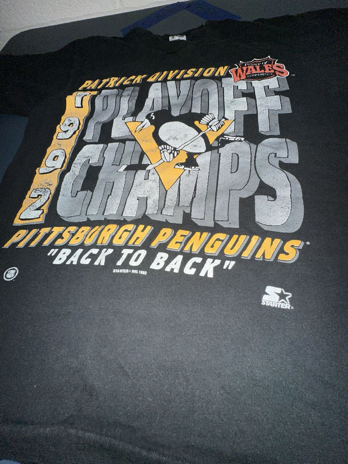 Fruit Of The Loom × NHL × Vintage 1992 Pittsburg Penguins Playoff Champions T Shirt Size US M / EU 48-50 / 2 - 2 Thumbnail