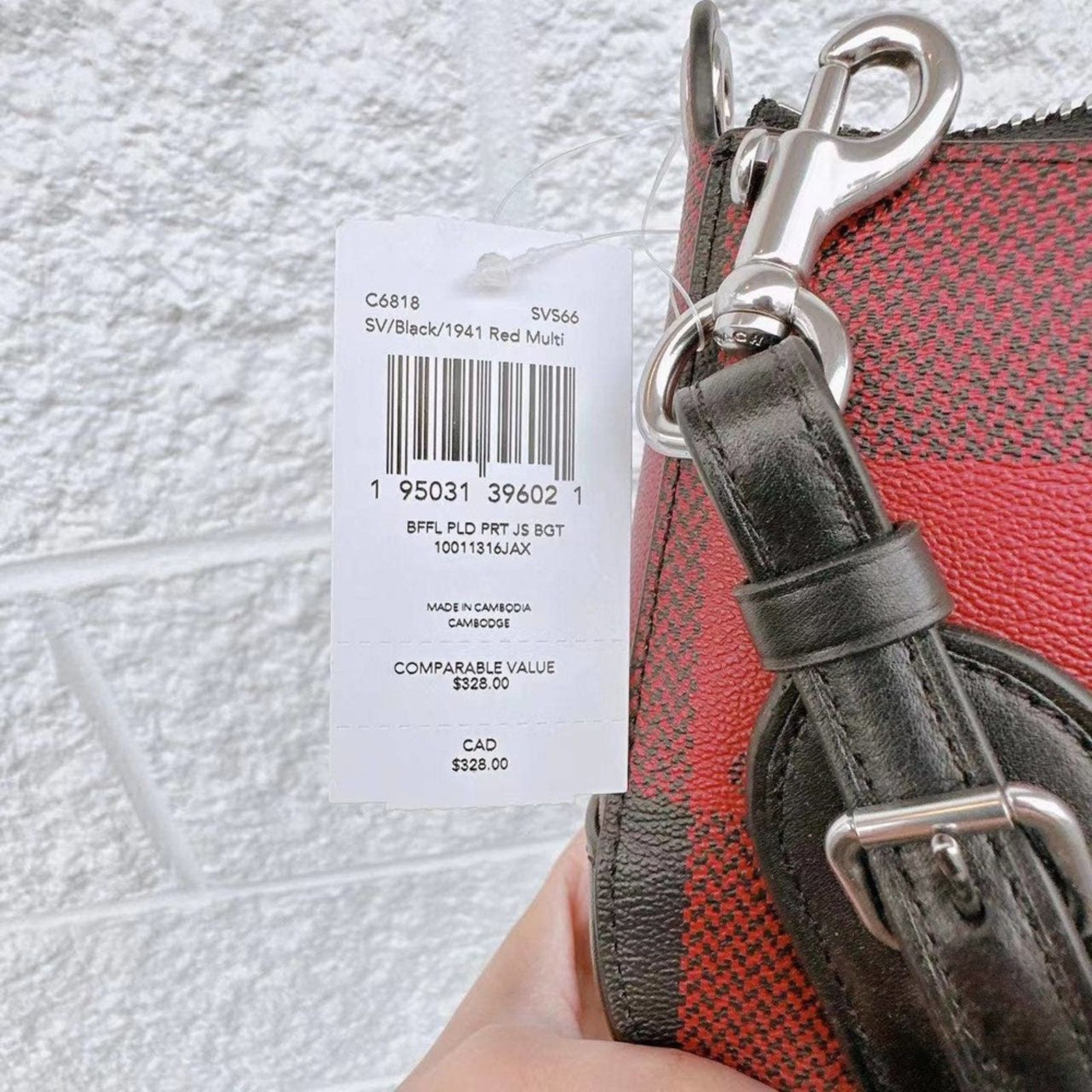 Coach COACH C6818 Jes Baguette With Buffalo Plaid Print Black red Size ONE SIZE - 9 Thumbnail