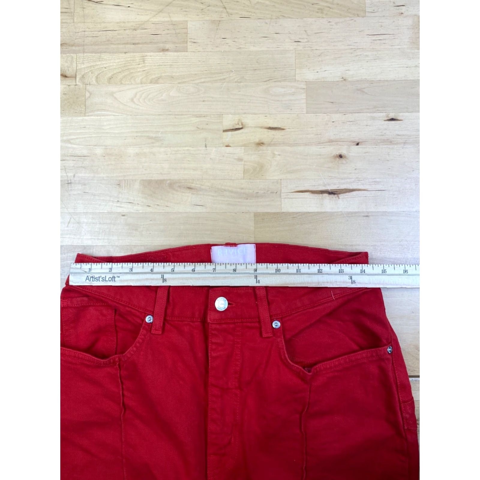 Vintage Revice Jeans Womens 32 Red Pleated Casual 32" Inseam Flared Jeans Womens Red Pleated 32" Inseam Size 24" / US 00 / IT 34 - 6 Thumbnail