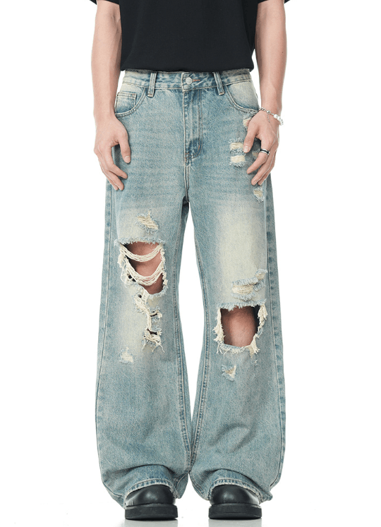 Japanese Brand × Jean American retro high street washed ripped jeans for men Size US 32 / EU 48 - 1 Thumbnail