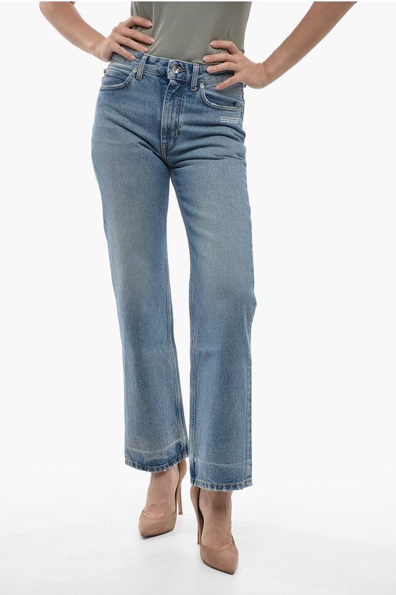 image of Off White Regular Fit Corporate 90's Mid Washed Denims 19Cm in Light Blue, Women's (Size 24)