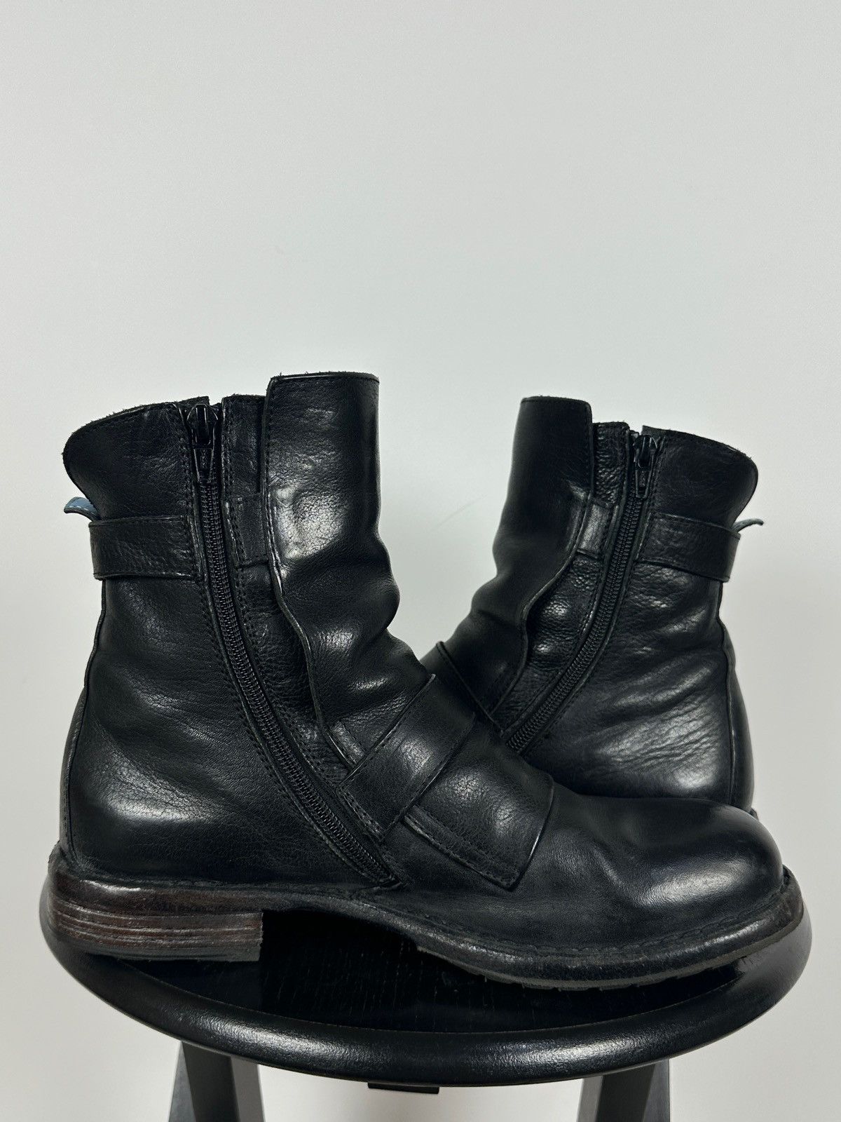 MoMA MoMA Black Leather Buckle Ankle Biker Boots Size US 10 / IT 40 - 8 Thumbnail