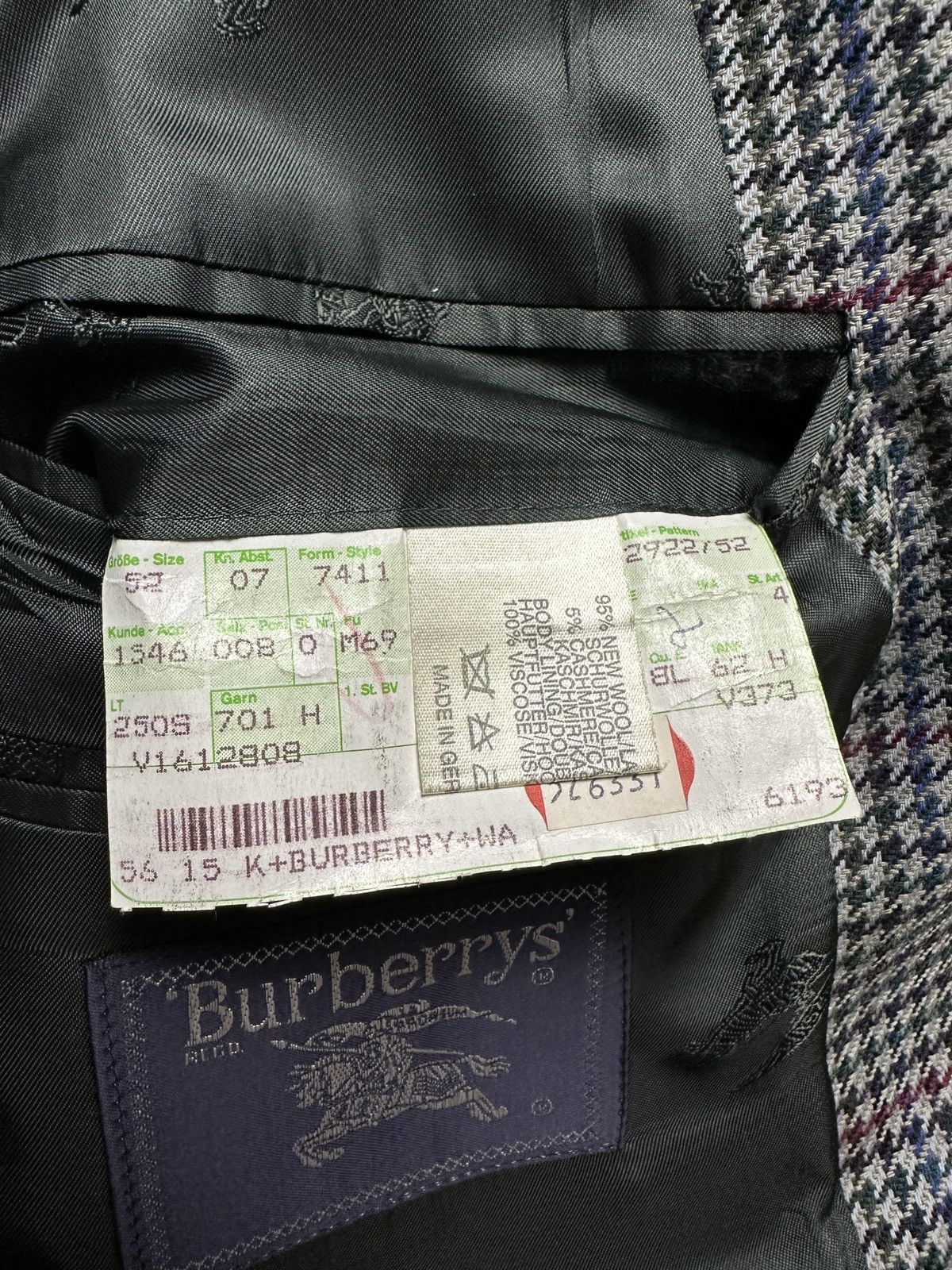 Burberry Blazer Burberrys Vintage Cashmere & Wool Luxury Rare 90s 80s Size 52R - 13 Thumbnail