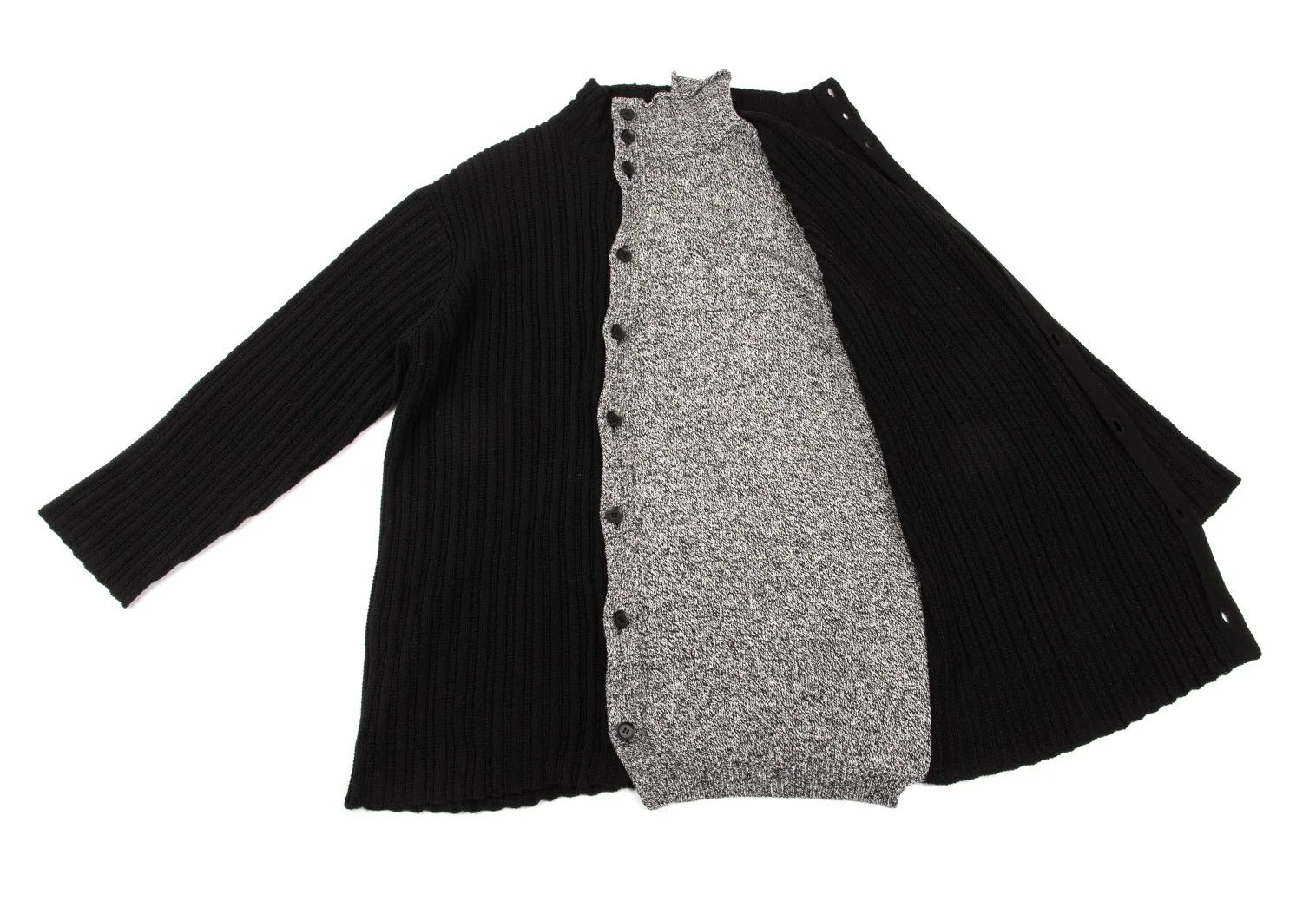 Yohji Yamamoto Yohji Yamamoto Half Layered Wool Knit Jacket Size US M / EU 48-50 / 2 - 10 Thumbnail