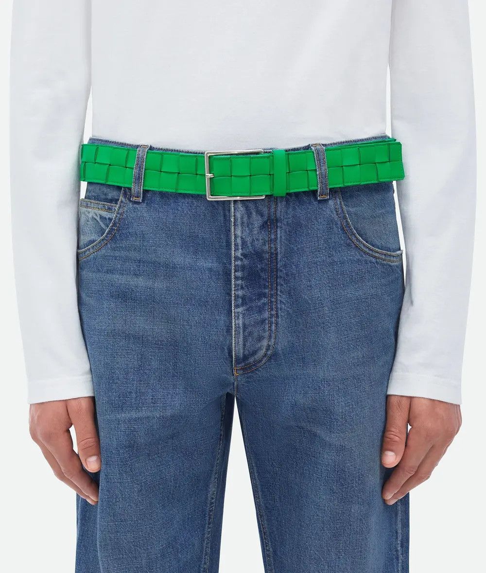 Bottega Veneta o1orln1125 Size: 85 / Maxi Intreccio Belt in Parakeet Size 34 - 4 Thumbnail