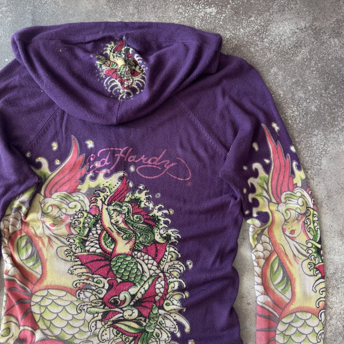 Ed Hardy Ed Hardy Y2K Vintage Iconic Tattoo Long Hooded Top Size M / US 6-8 / IT 42-44 - 10 Thumbnail