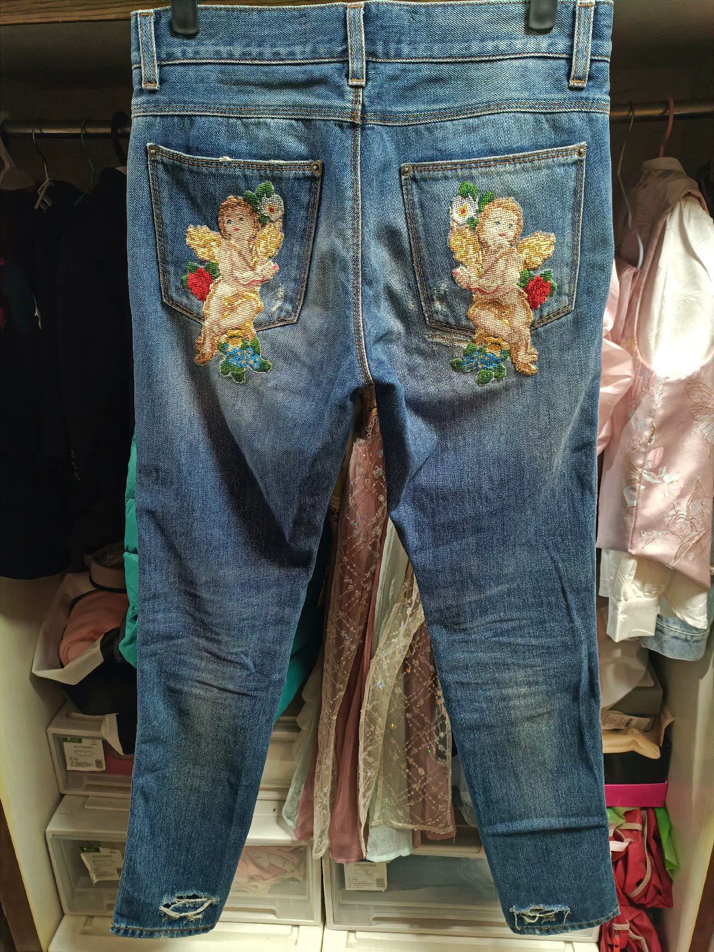 Dolce & Gabbana Dolce & Gabbana Angel Embroidery Jeans Size US 28 / EU 44 - 1 Thumbnail