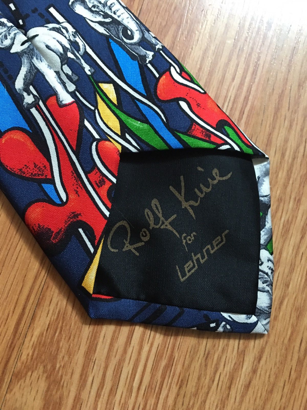 Designer Rolf Knie LEHNER Elephant Design Print Silk Mens Tie Size ONE SIZE - 4 Thumbnail