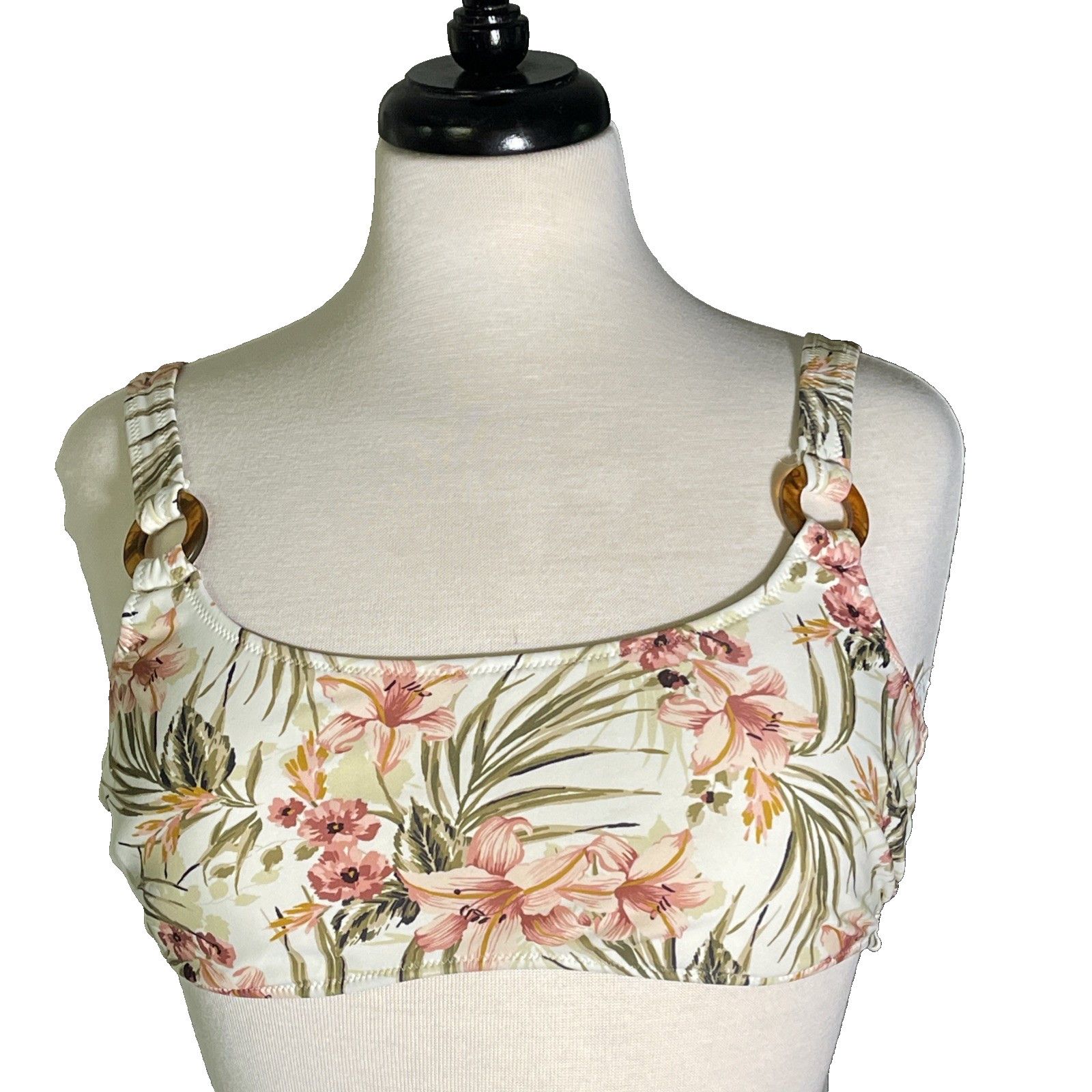 Abercrombie & Fitch Abercrombie & Fitch Bikini Top Medium Striped/Floral Padded Size ONE SIZE - 1 Thumbnail