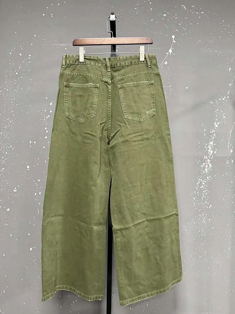 Japanese Brand Green Wide Leg Denim Baggy Jeans Size US 30 / EU 46 - 8 Thumbnail