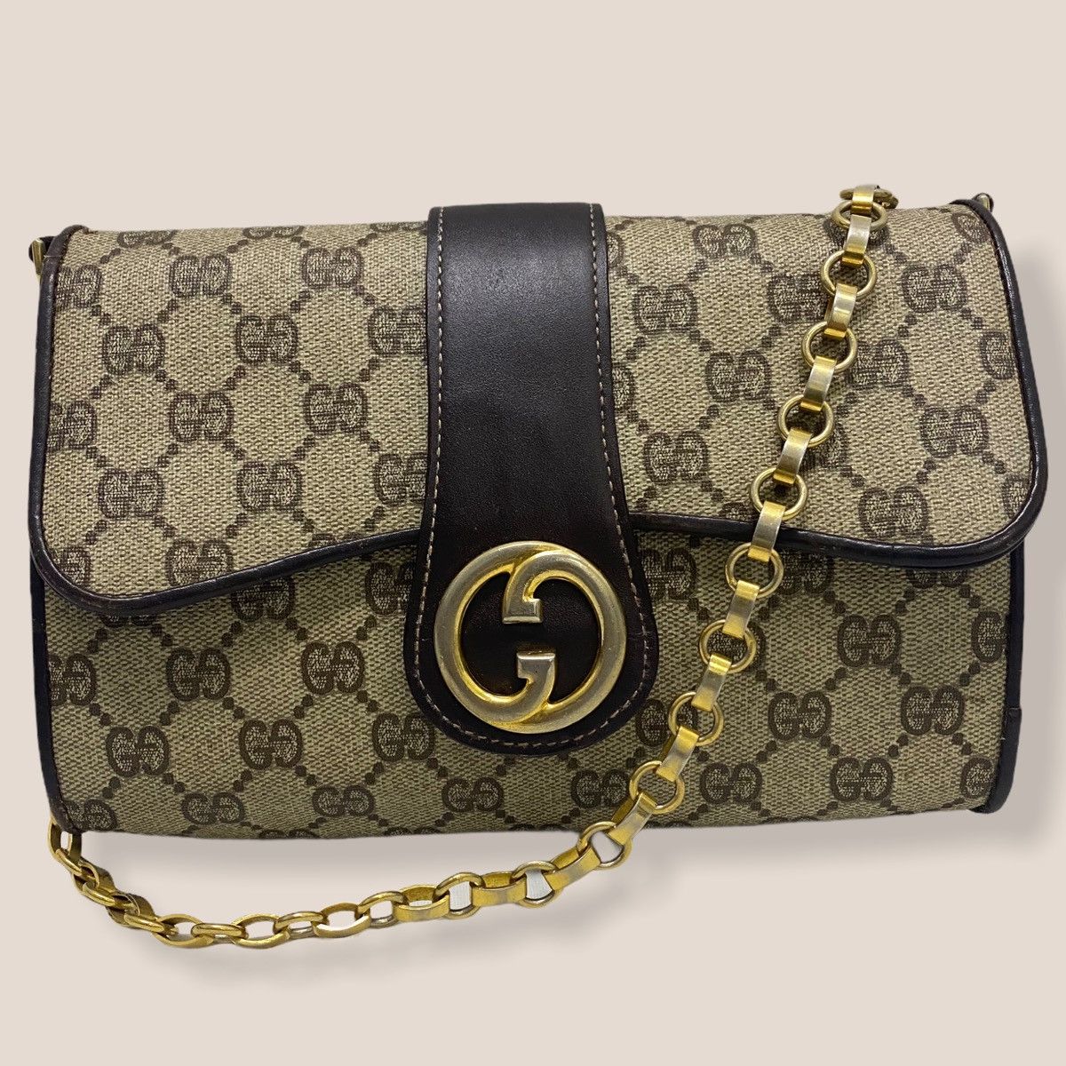 Vintage ‼️YES‼️ AUTHENTIC GUCCI GG BIG LOGO CHAIN SHOULDER BAG Size ONE SIZE - 6 Thumbnail