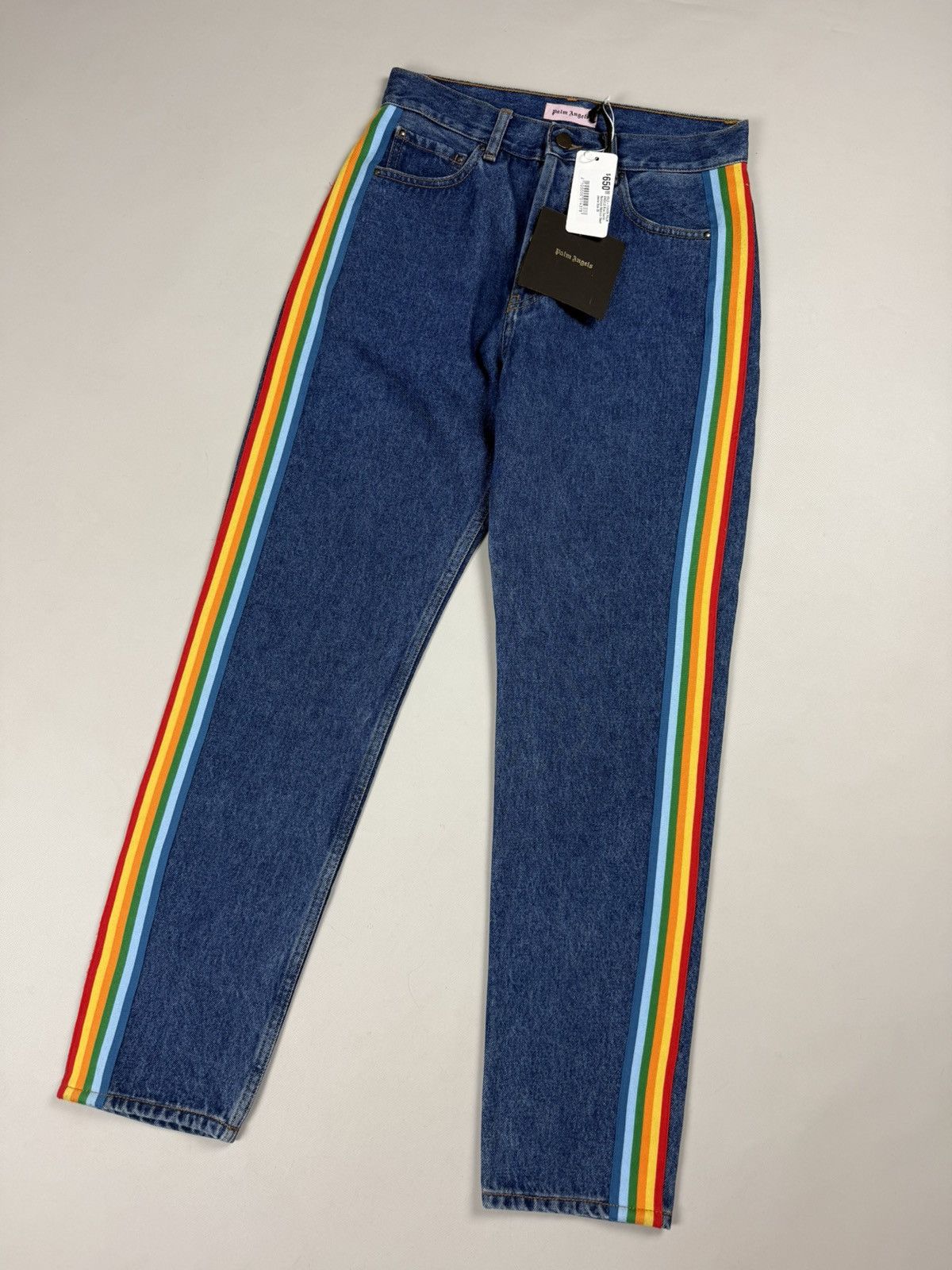 Palm Angels BNWT! Palm Angels Blue Denim Rainbow Medium Wash Jeans Pants Size 28" / US 6 / IT 42 - 4 Thumbnail