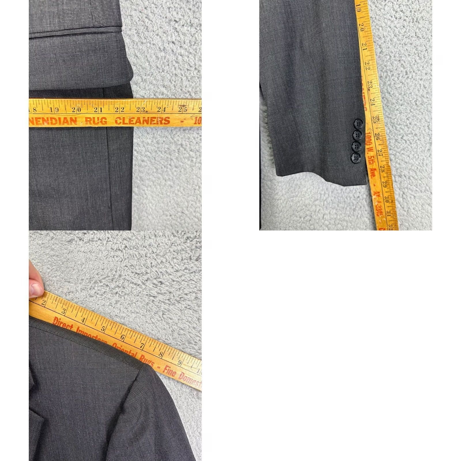Vintage Hickey Freeman Wool Blazer Adult 42 XLG Dark Grey Worsted 2 Button Suit Coat Men Size 42R - 8 Thumbnail